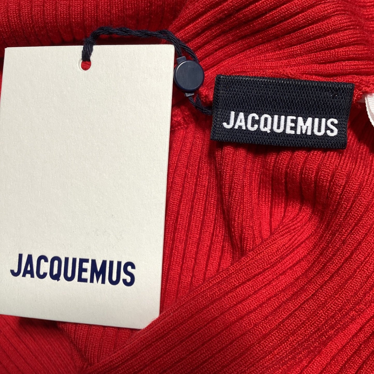 Women's Jacquemus La Robe Maille Colin Mini Dress in Red Wool