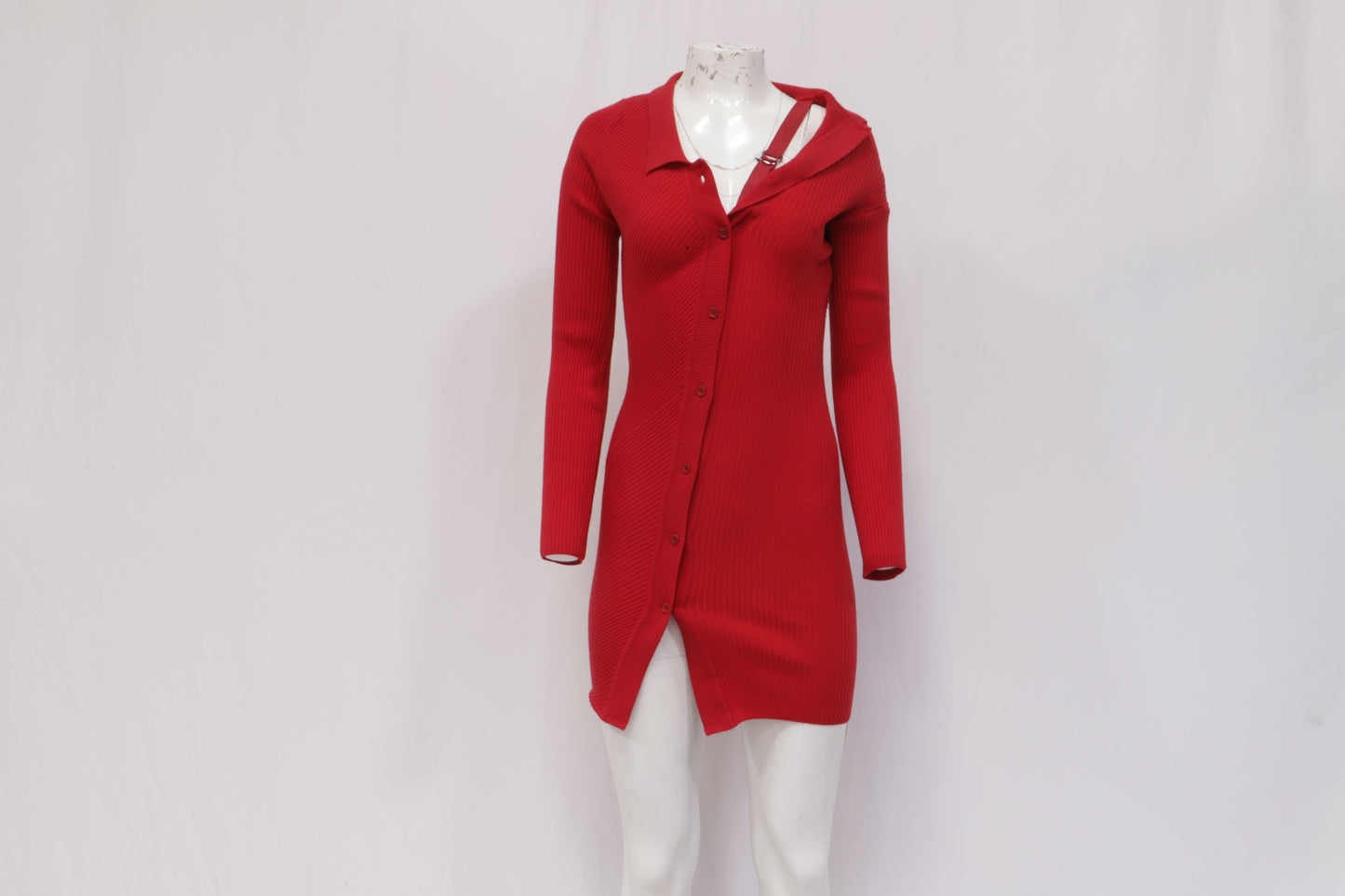 Women's Jacquemus La Robe Maille Colin Mini Dress in Red Wool