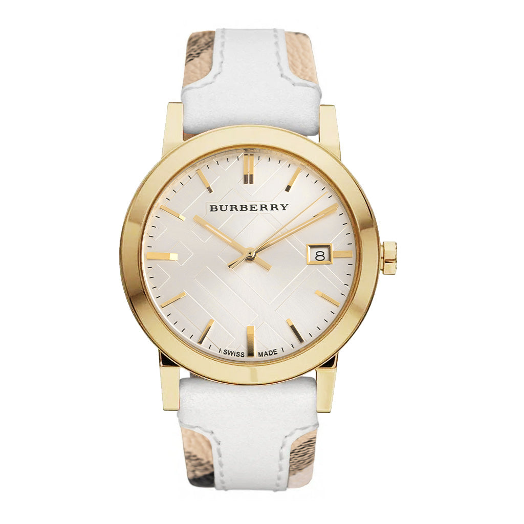 Burberry The City Check Stämplad Gult Guld PVD 38mm Klocka