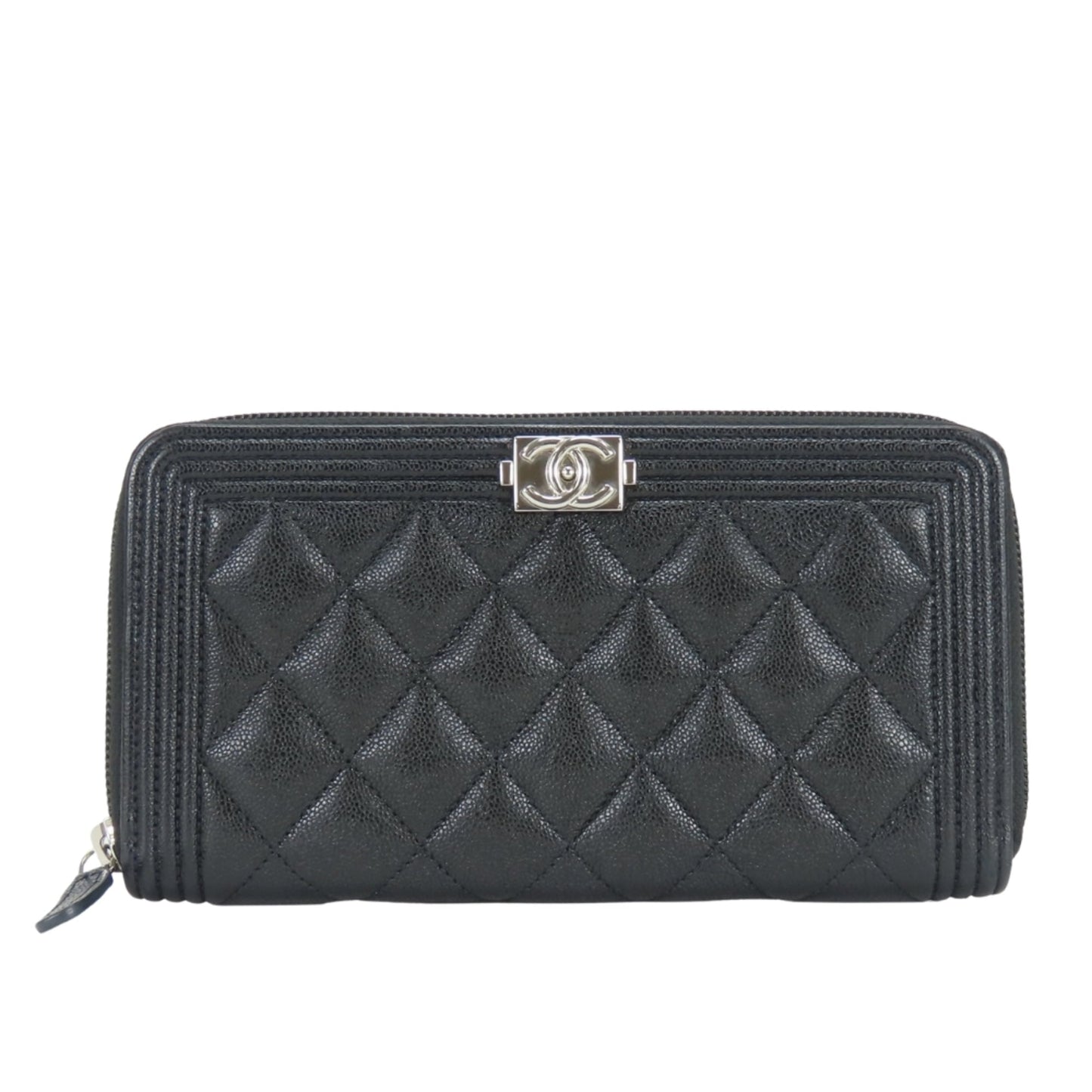 Boy Zip Around Wallet Quilted Caviar Long