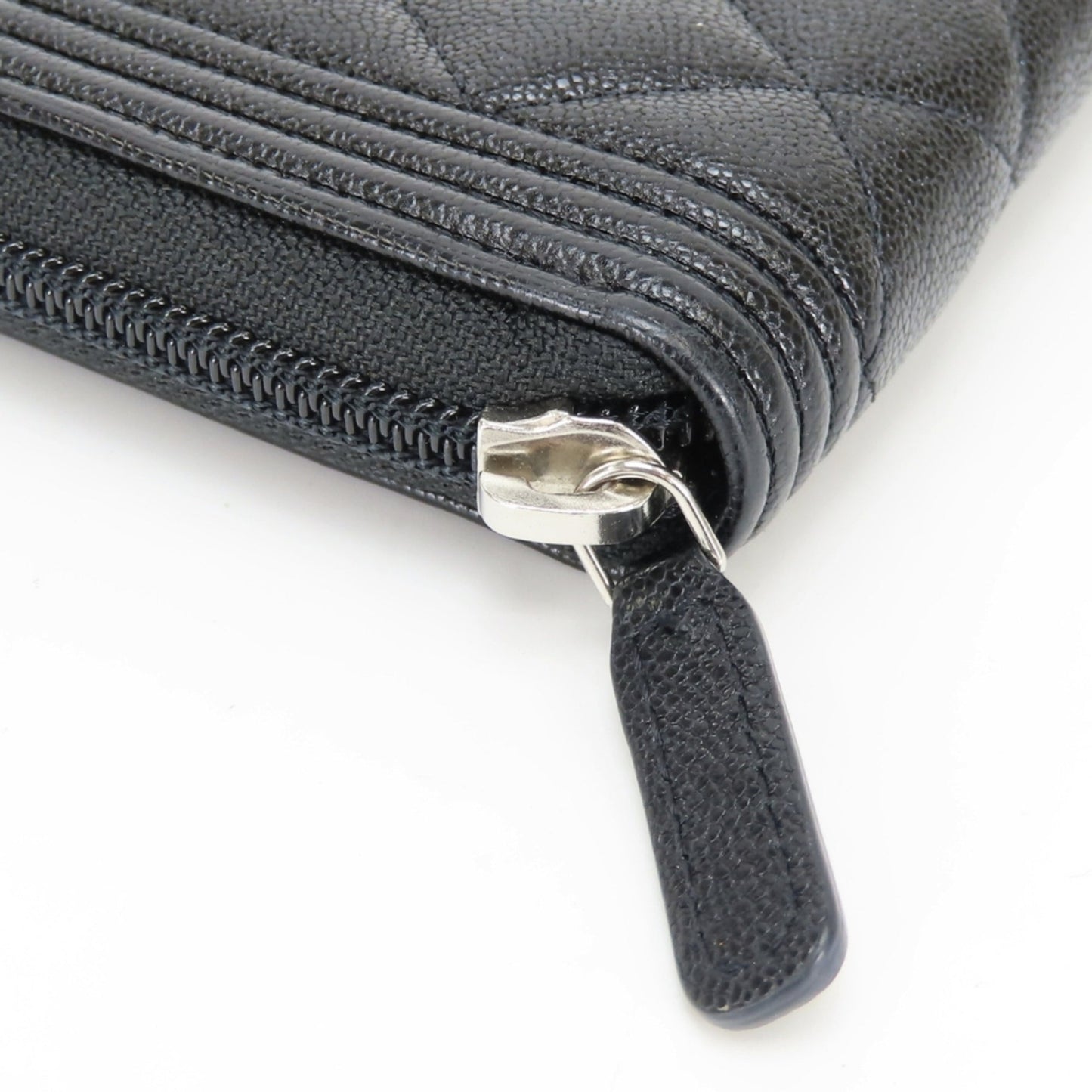 Boy Zip Around Wallet Quilted Caviar Long