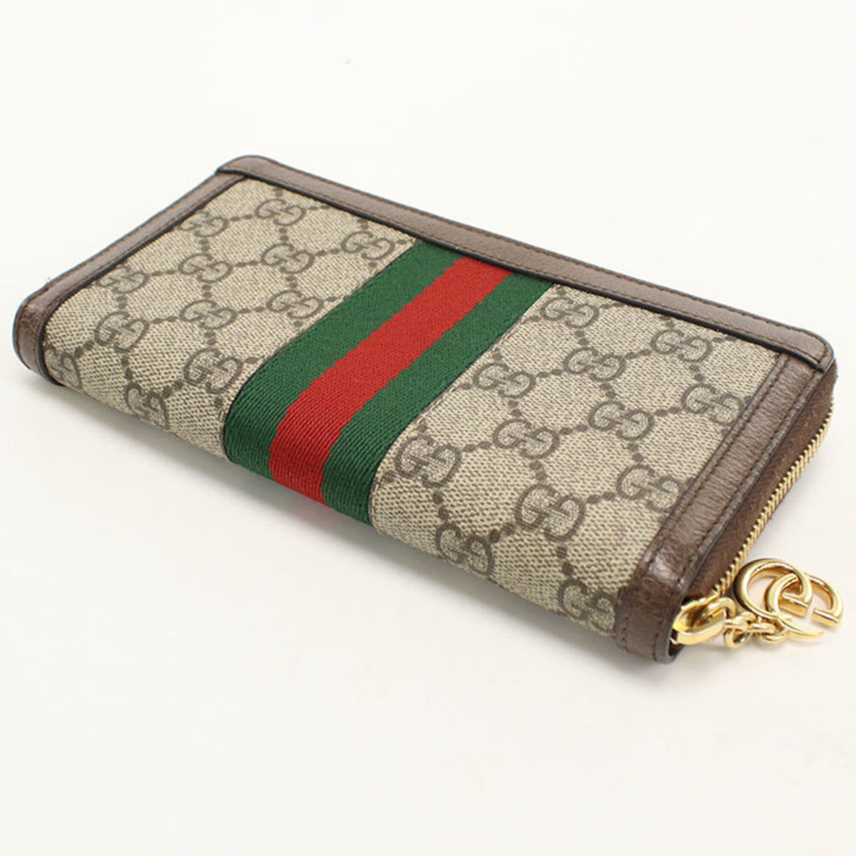 Cartera Ophidia con cremallera alrededor y lona revestida con GG