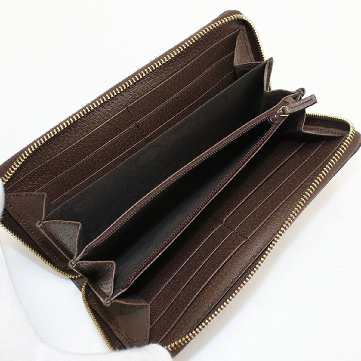 Cartera Ophidia con cremallera alrededor y lona revestida con GG