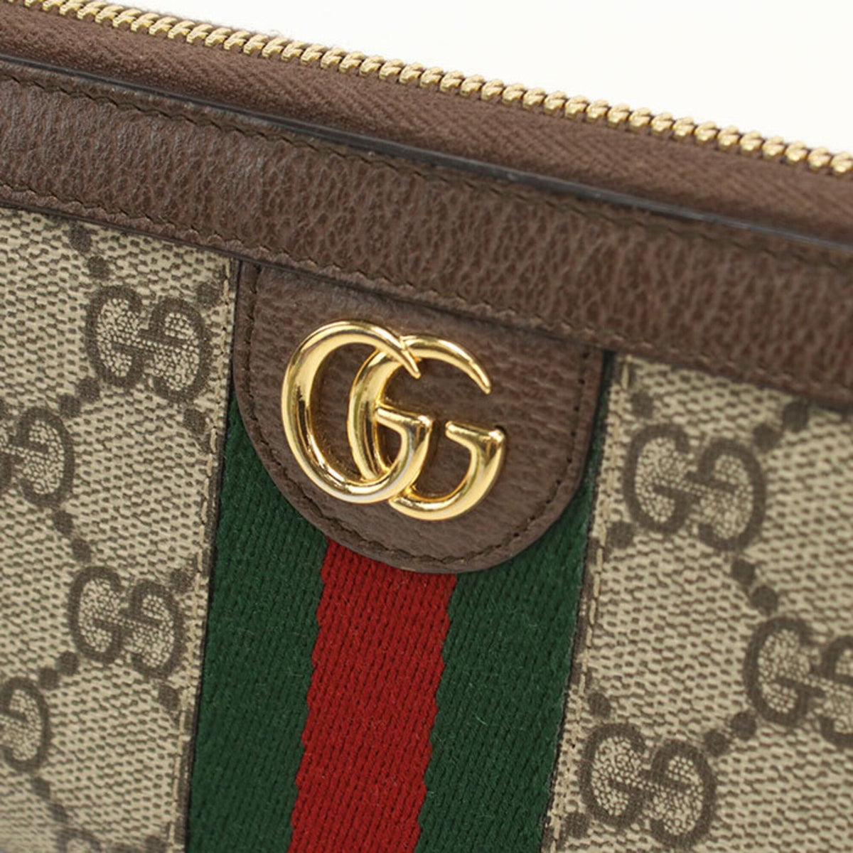 Cartera Ophidia con cremallera alrededor y lona revestida con GG