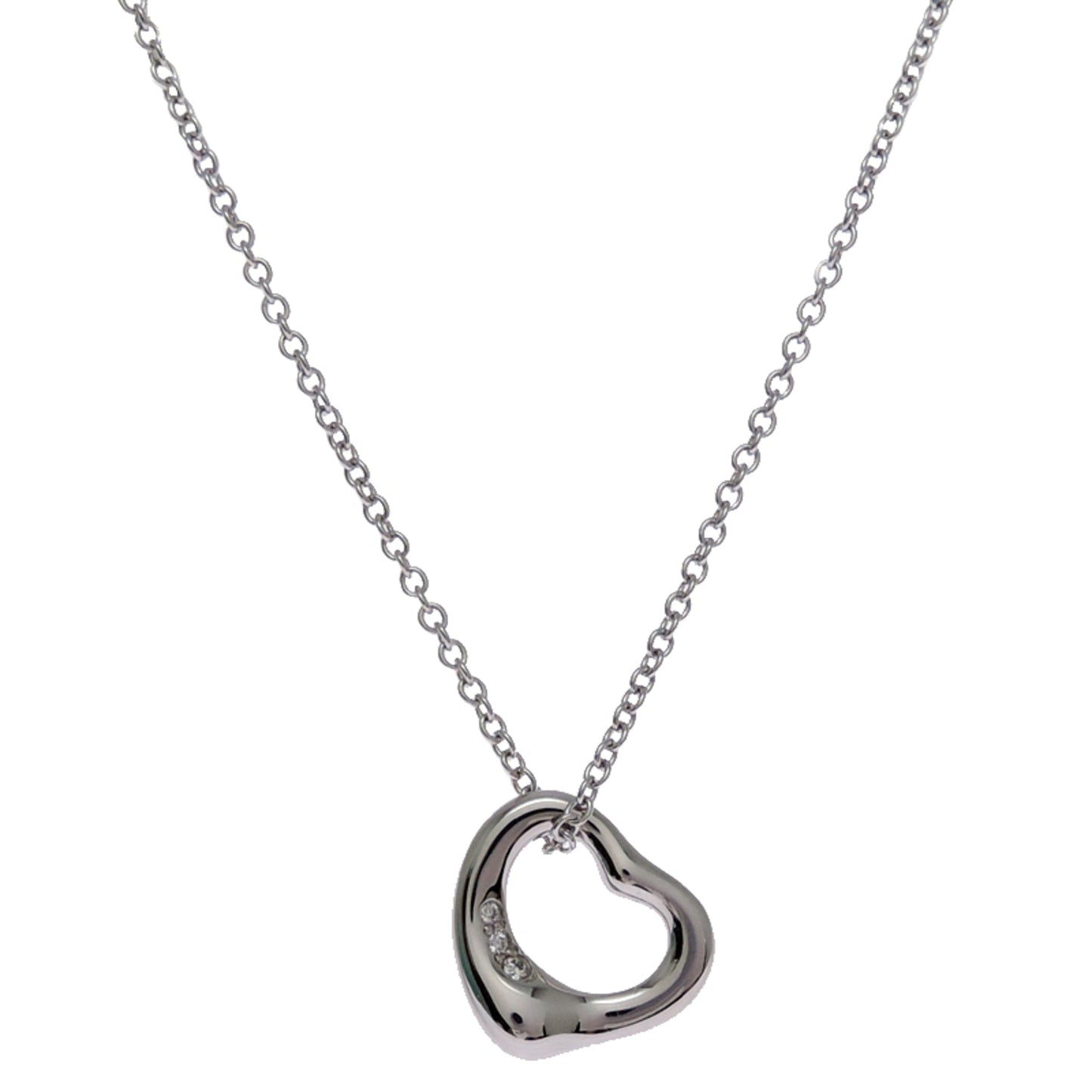 Open Heart Pendant Necklace Platinum 10.5mm