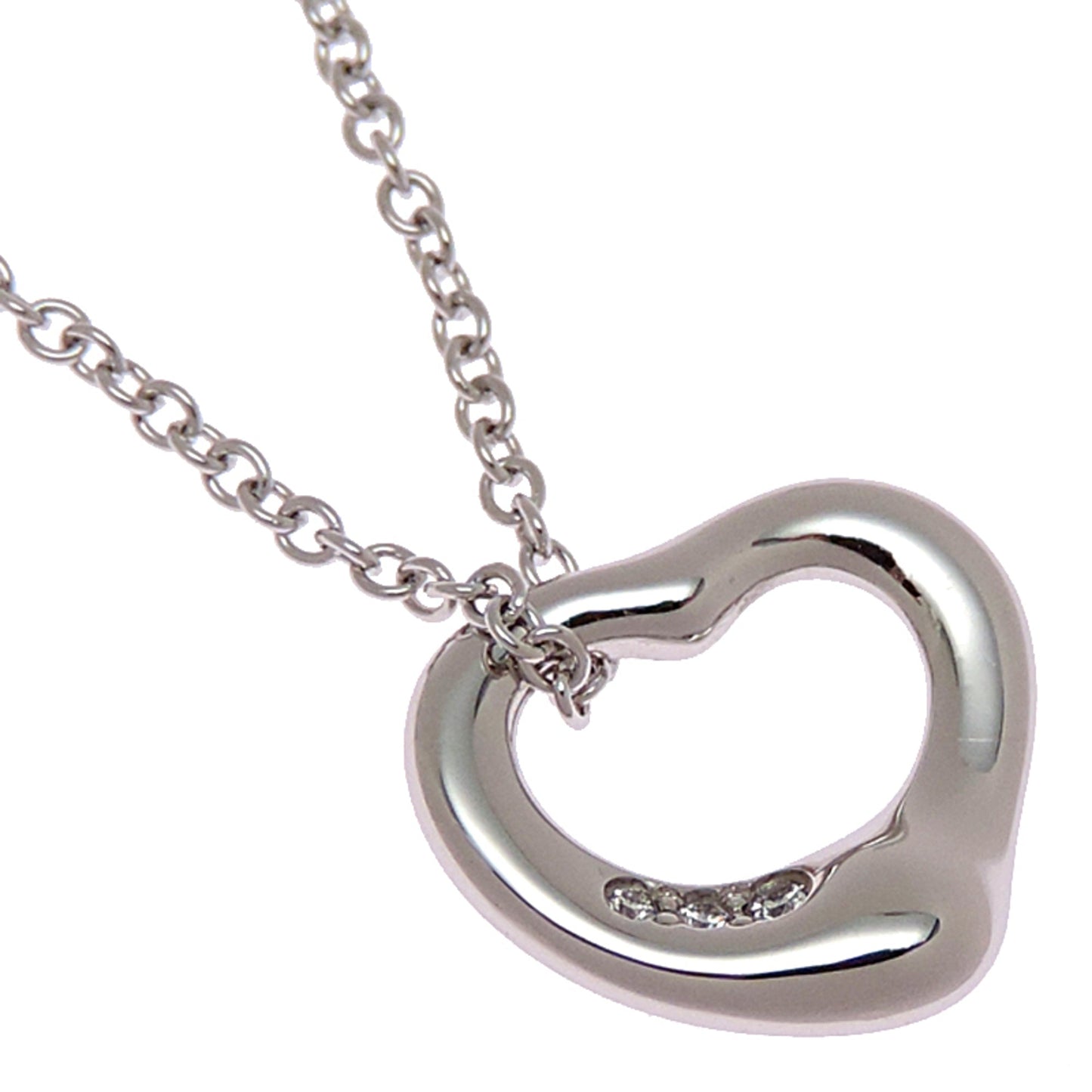 Open Heart Pendant Necklace Platinum 10.5mm
