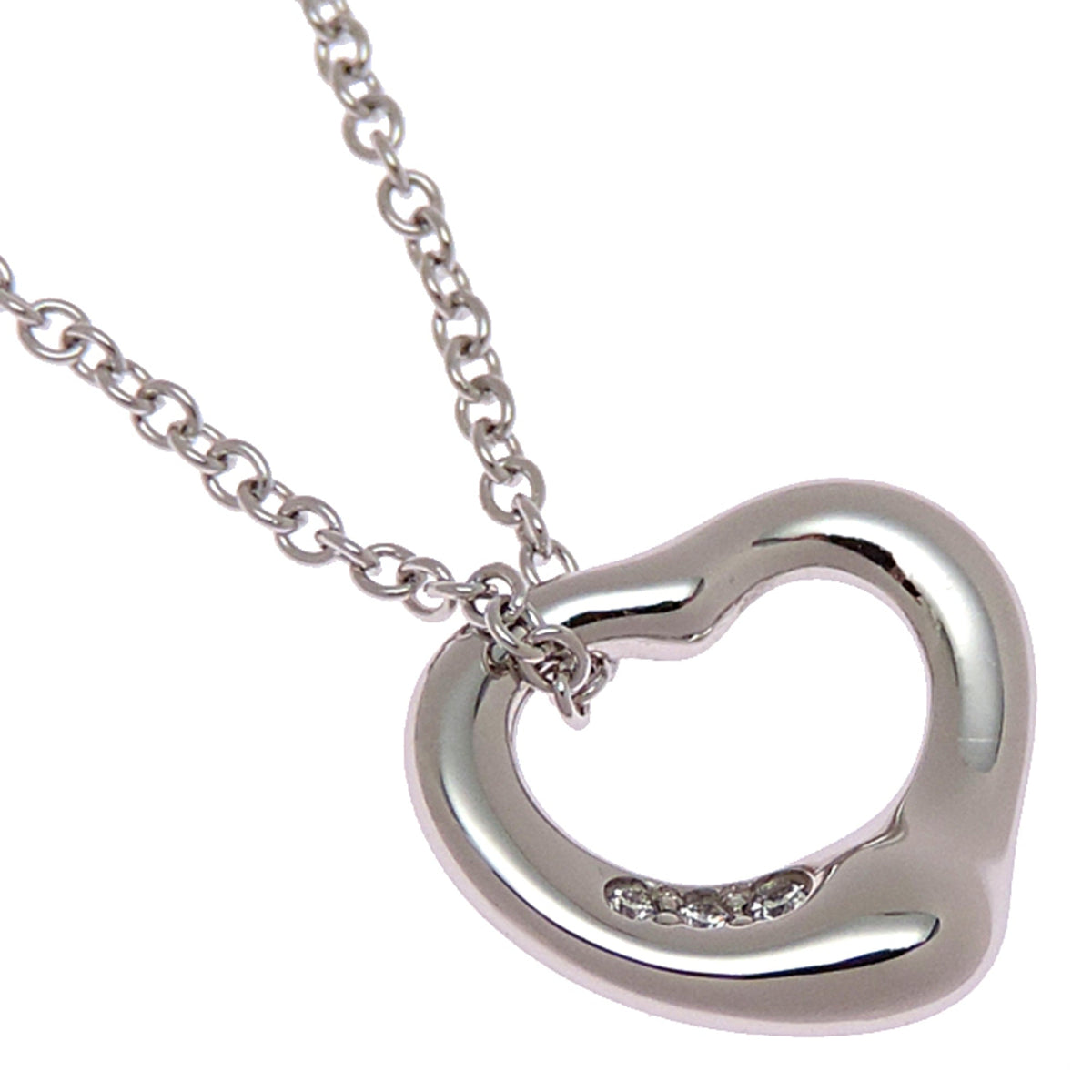 Open Heart Pendant Necklace Platinum 10.5mm