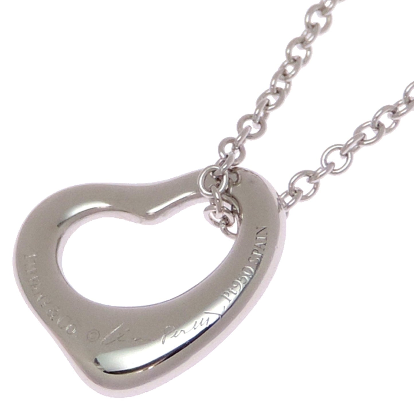 Open Heart Pendant Necklace Platinum 10.5mm