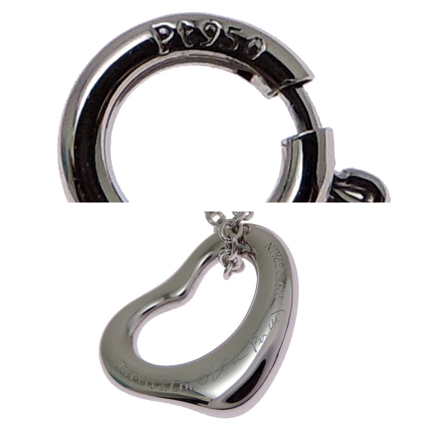 Open Heart Pendant Necklace Platinum 10.5mm