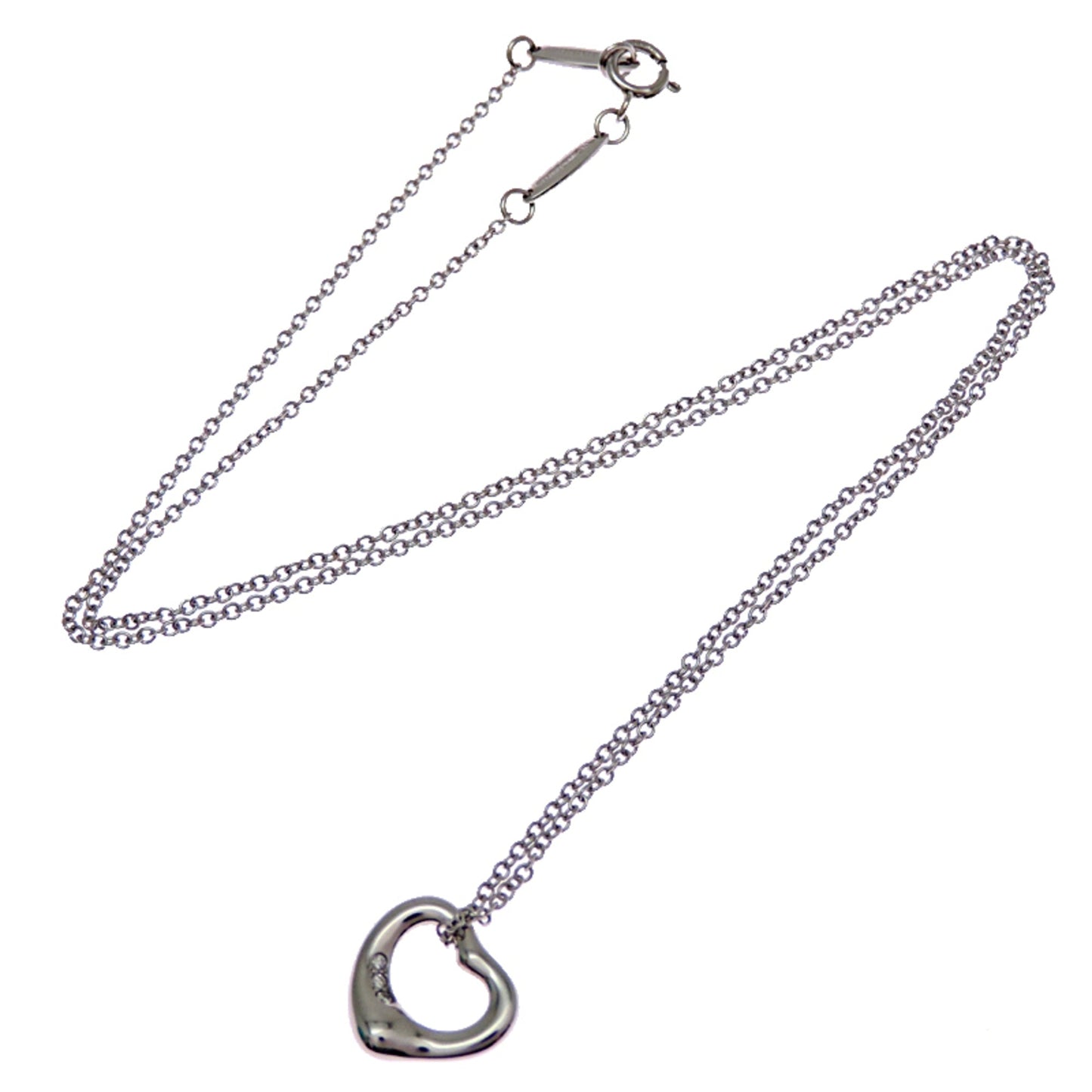 Open Heart Pendant Necklace Platinum 10.5mm