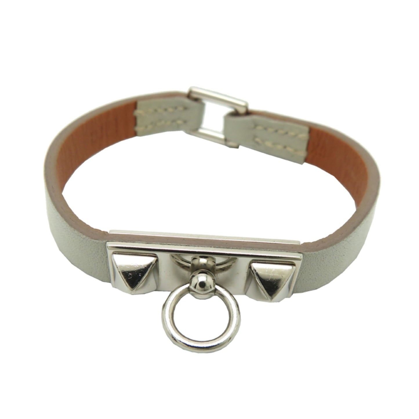 Bracelet Leather and Metal Gray