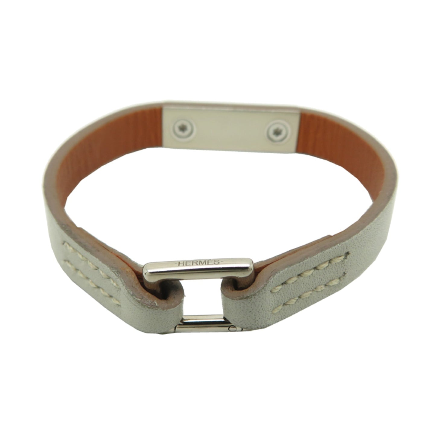 Bracelet Leather and Metal Gray