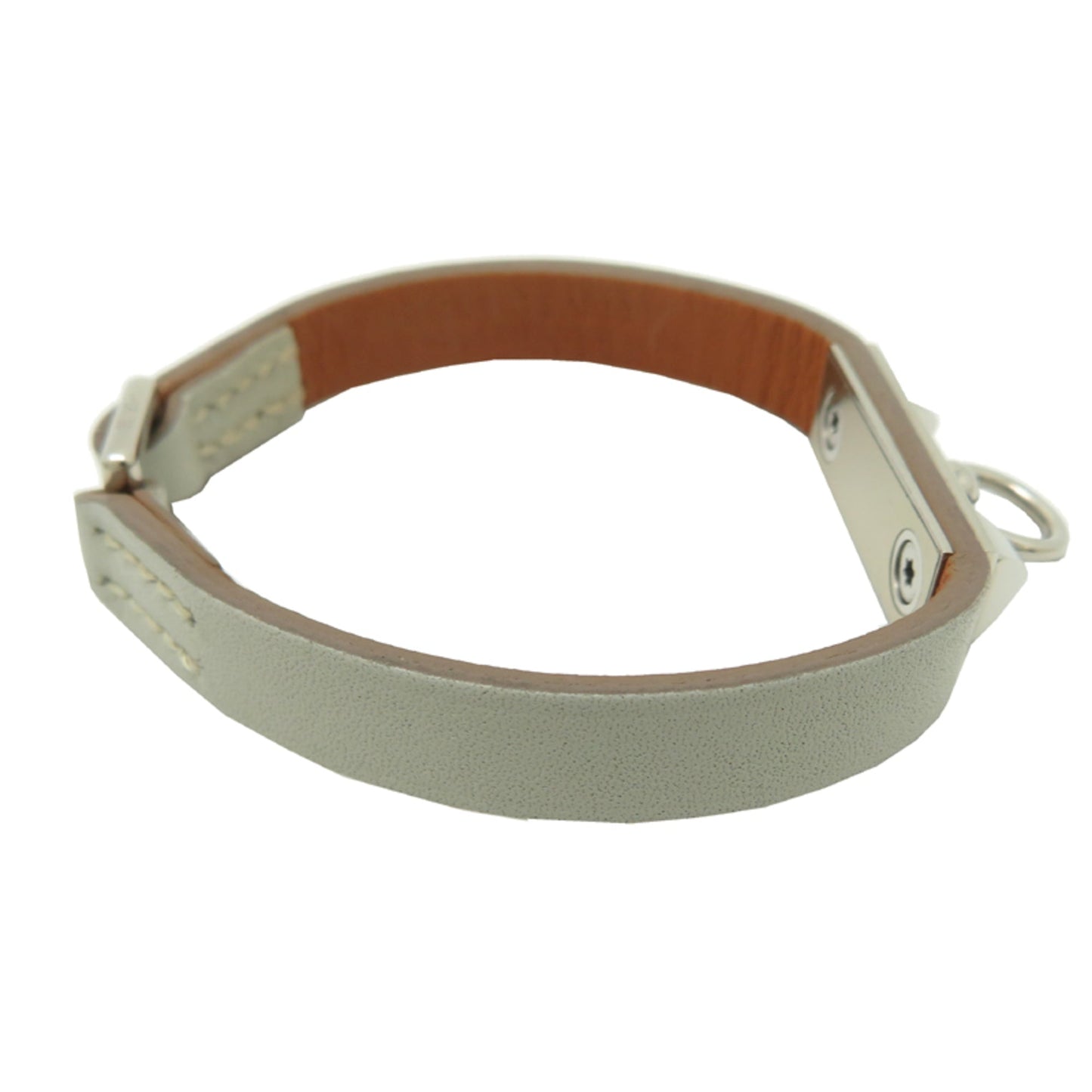 Bracelet Leather and Metal Gray