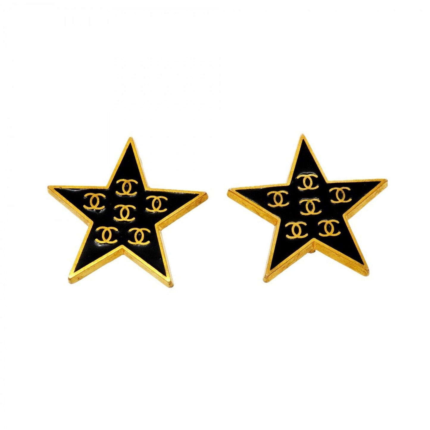 CC Logo Star Clip-On Earrings Metal Gold-Tone Metal