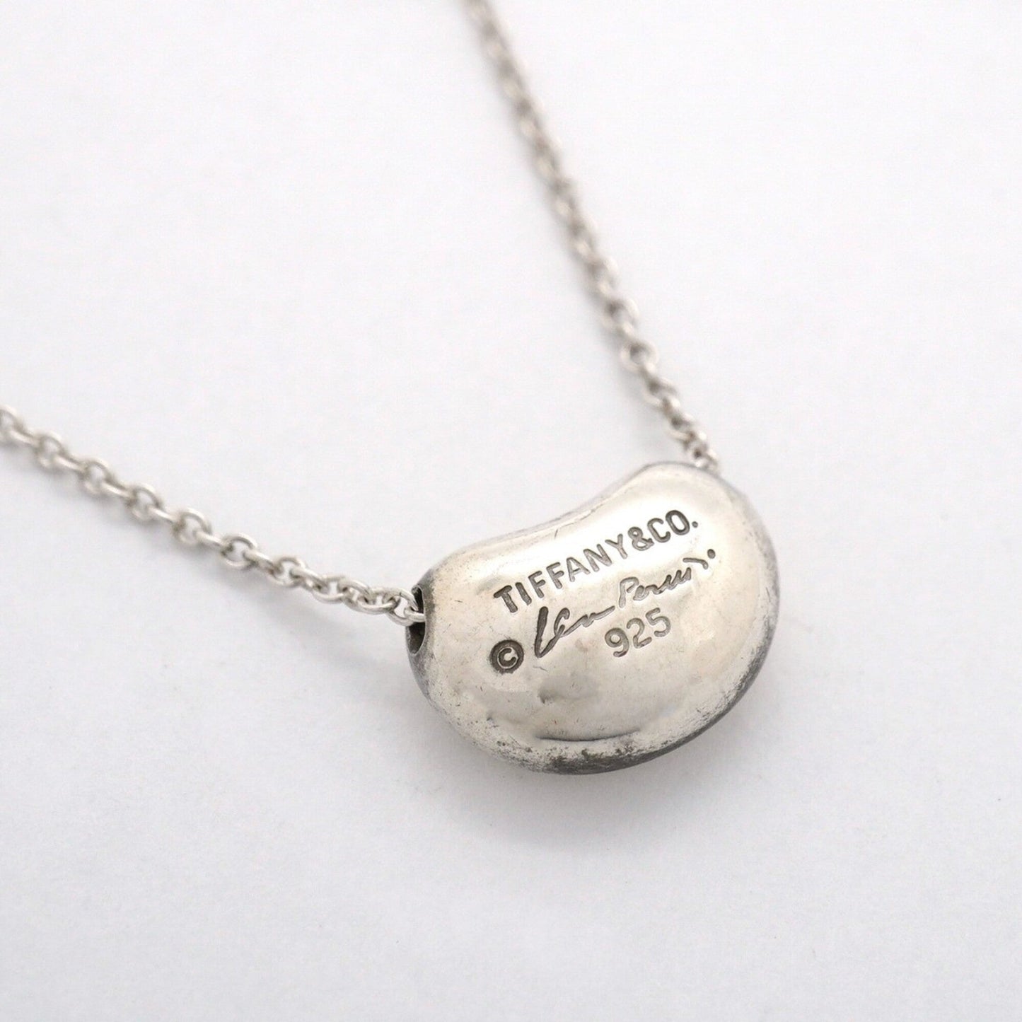 Bean Pendant Necklace Sterling Silver 7.5mm