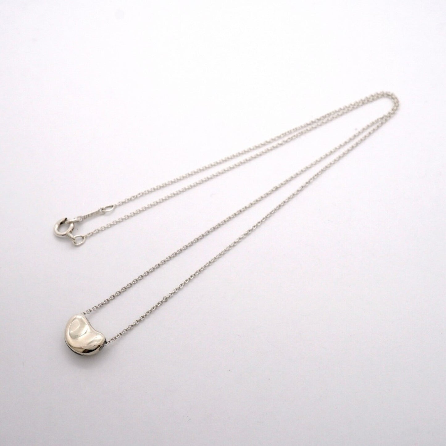 Bean Pendant Necklace Sterling Silver 7.5mm