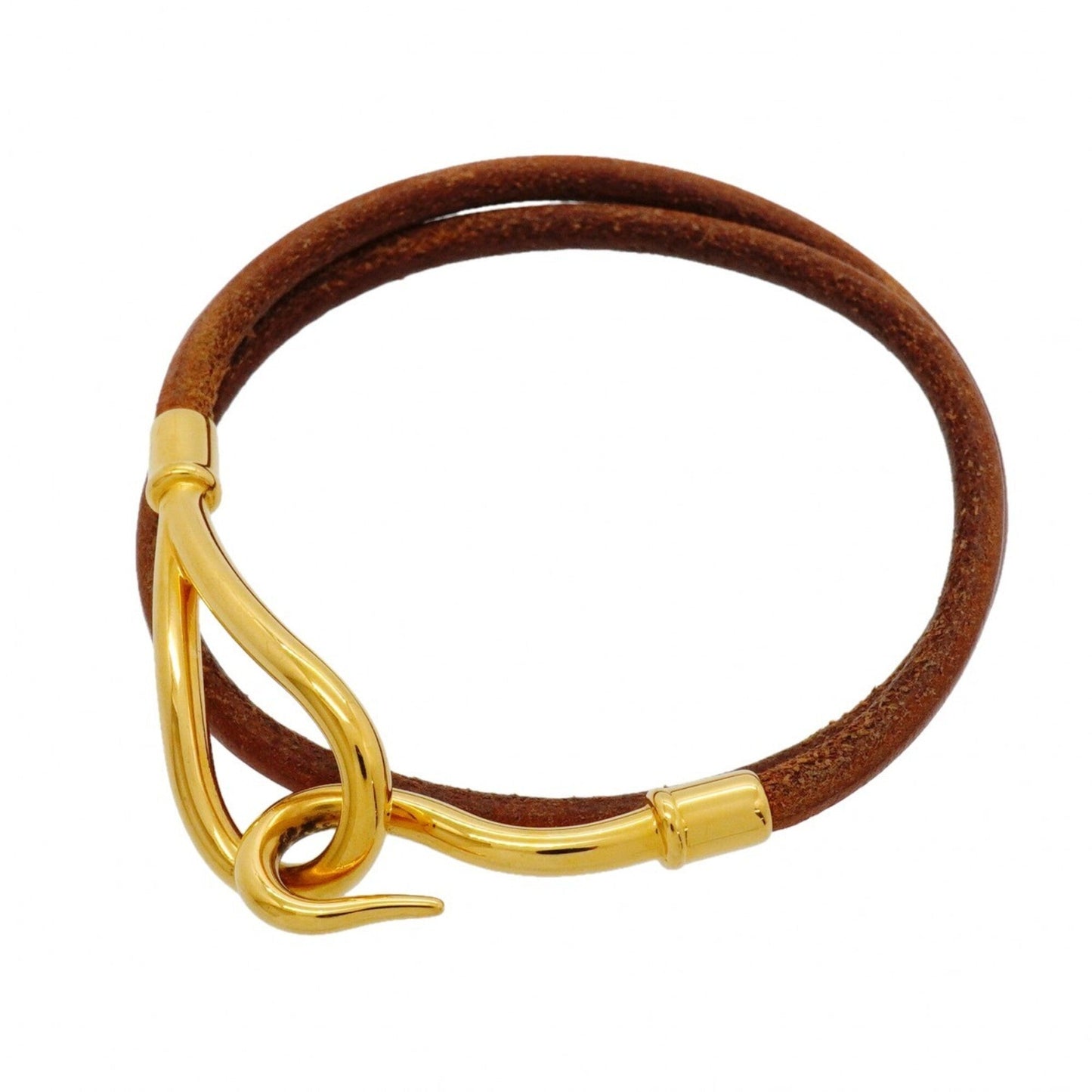Jumbo Hook Bracelet Gold and Leather