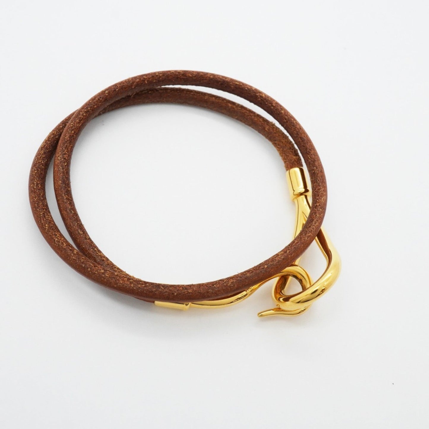 Jumbo Hook Bracelet Gold and Leather