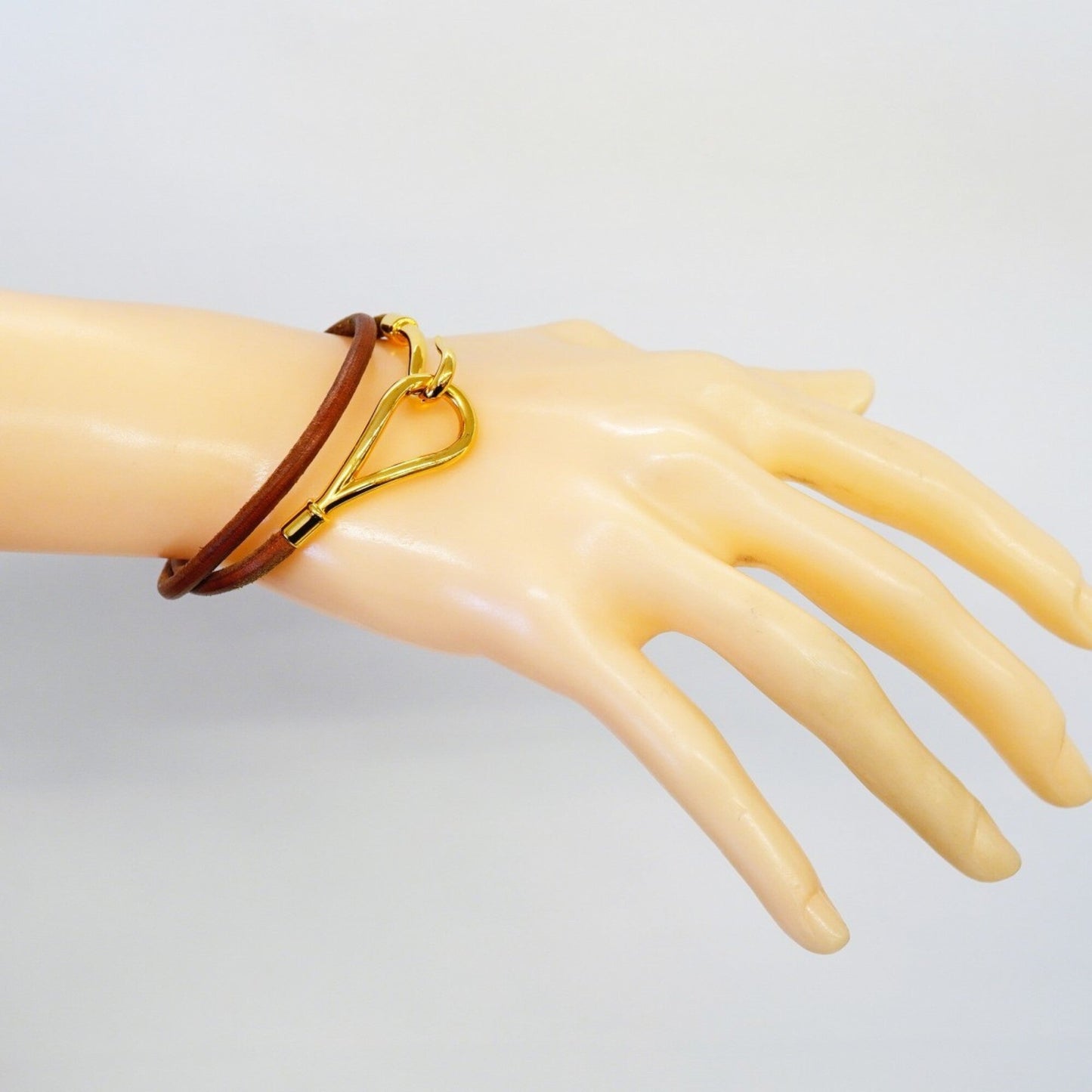 Jumbo Hook Bracelet Gold and Leather