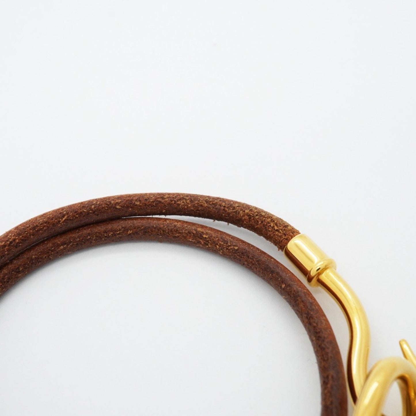 Jumbo Hook Bracelet Gold and Leather