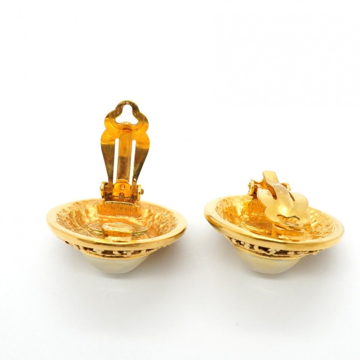 Earrings Pearl Gold-Tone Metal