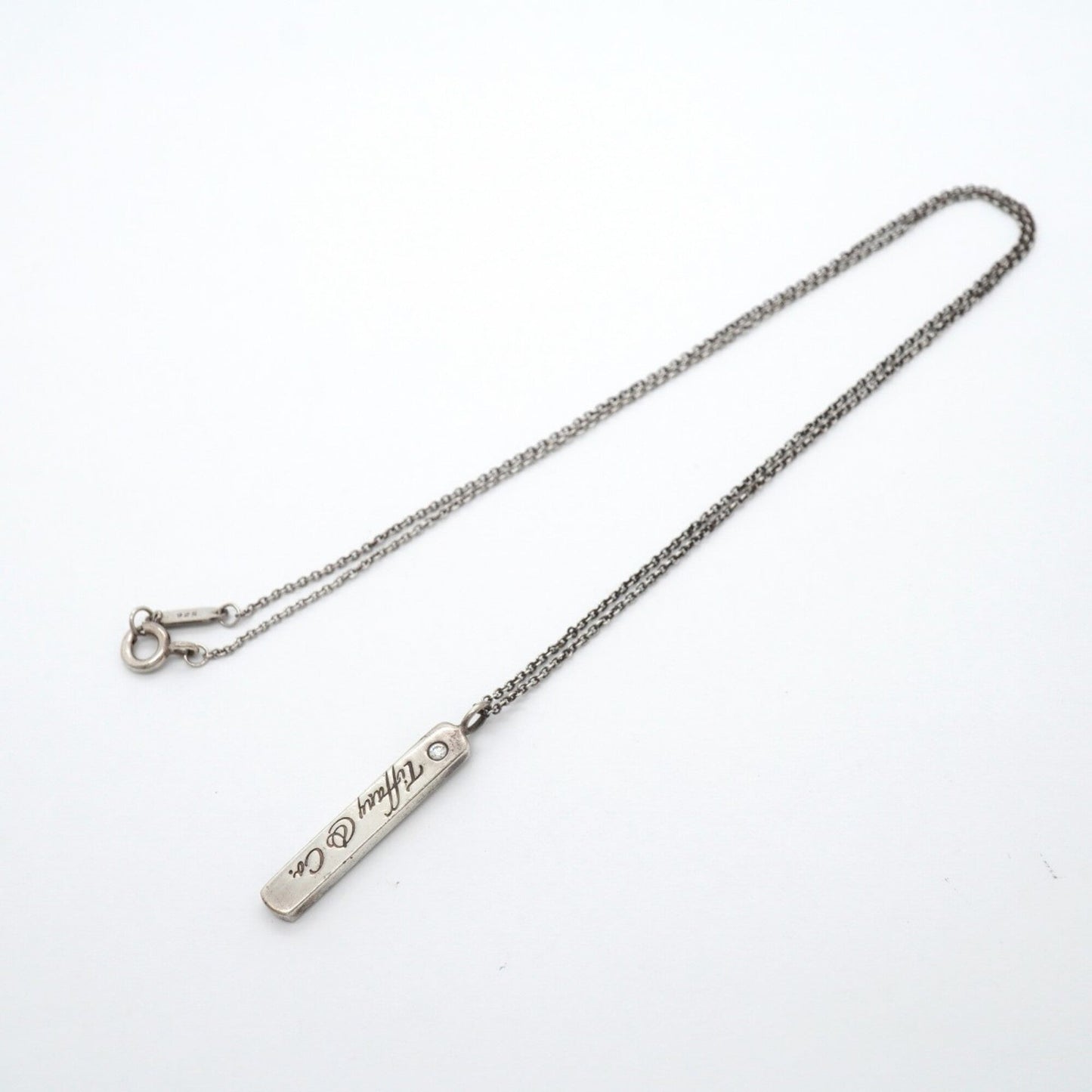 Notes Bar Pendant Necklace Sterling Silver with Diamond