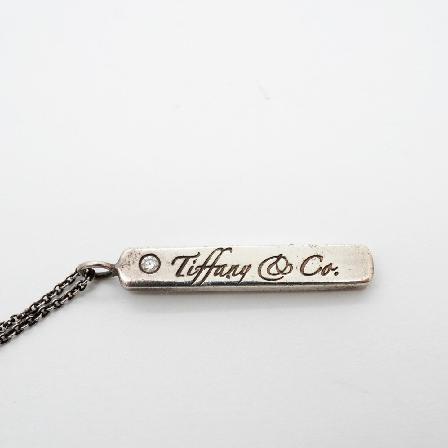 Notes Bar Pendant Necklace Sterling Silver with Diamond