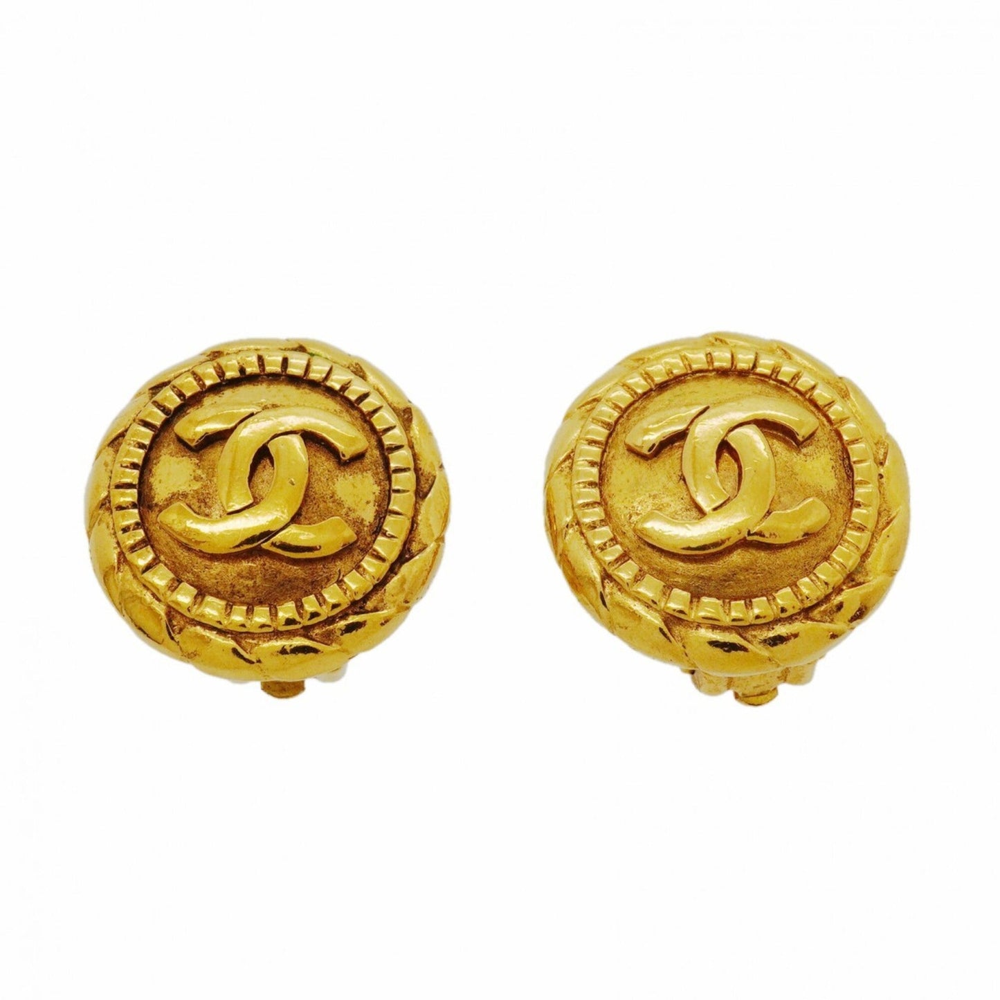CC Logo Clip-On Earrings Metal Gold-Tone Metal