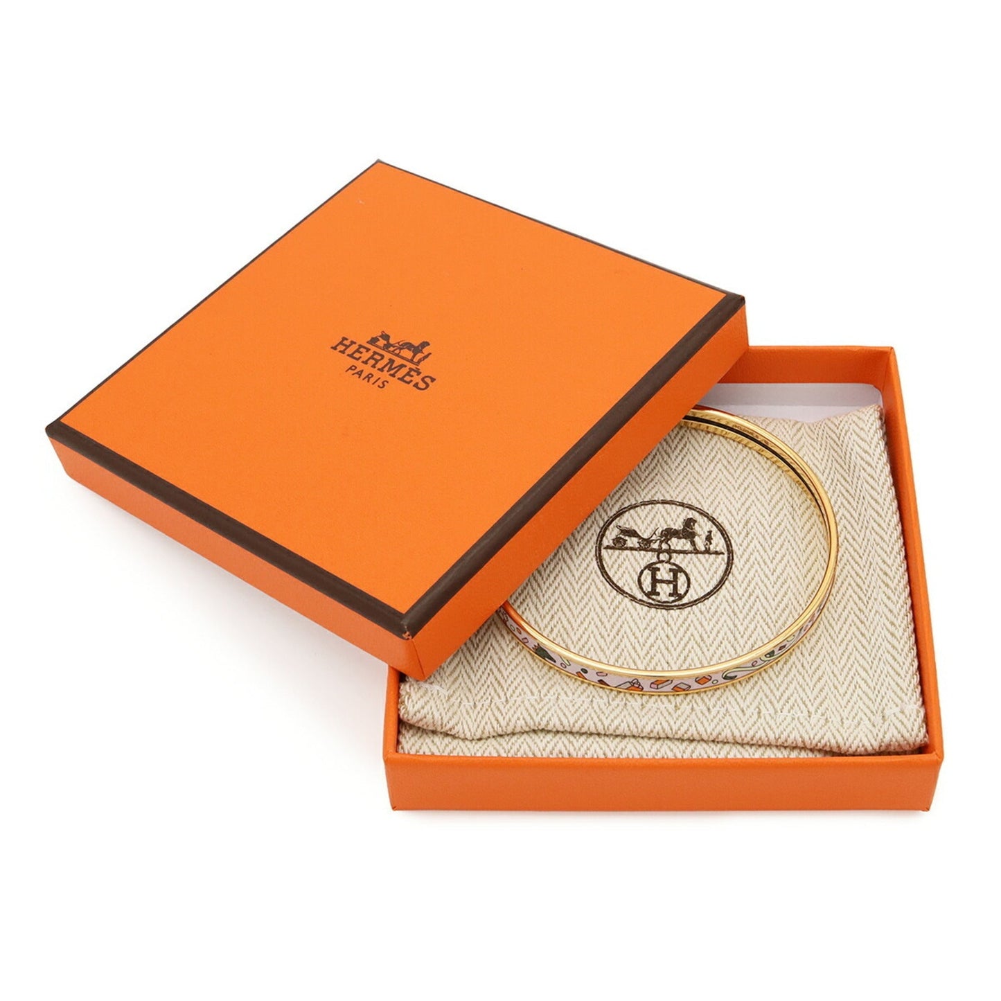 Extra Fun Bangle Bracelet Gold White and Orange