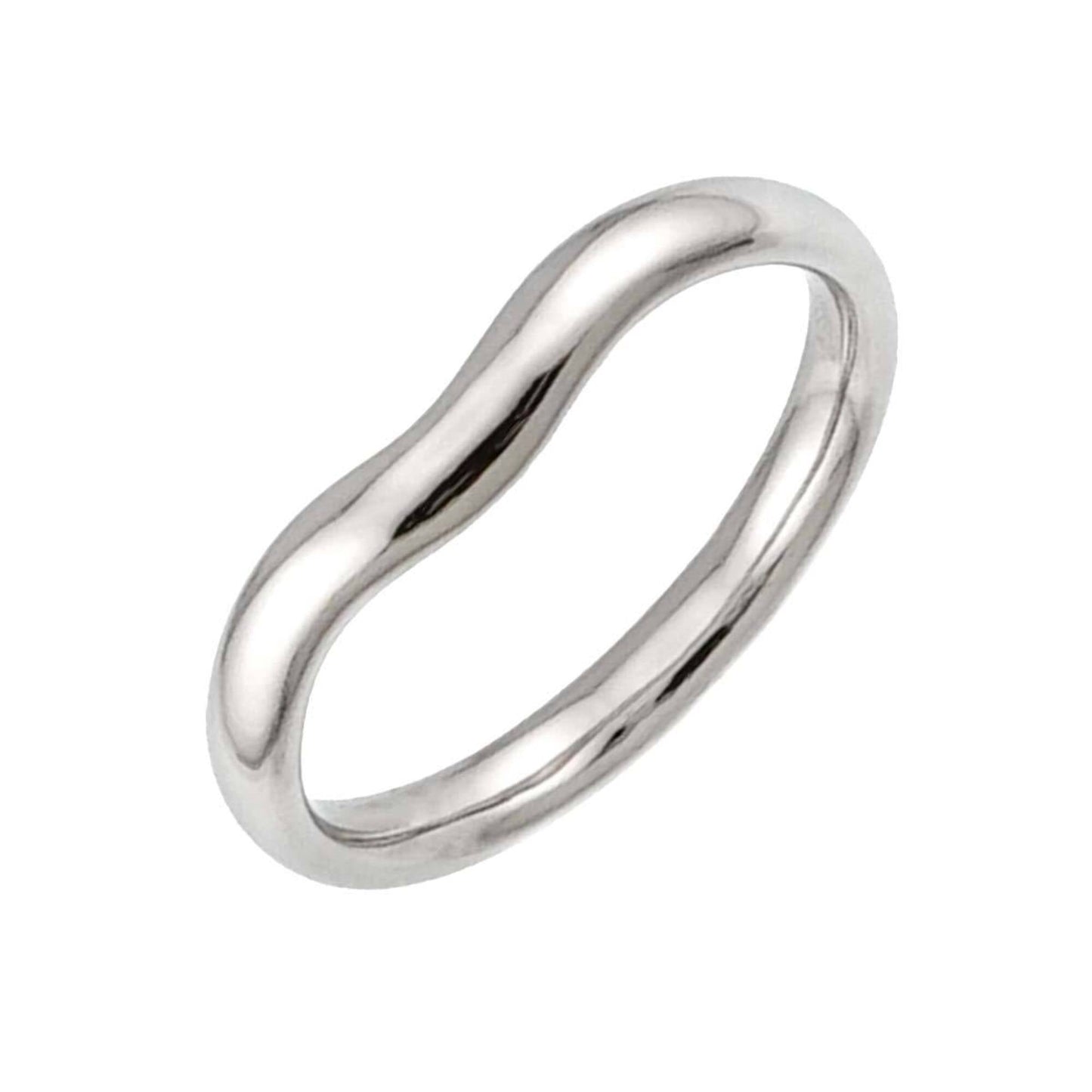 Wide Curved Band Ring Platinum