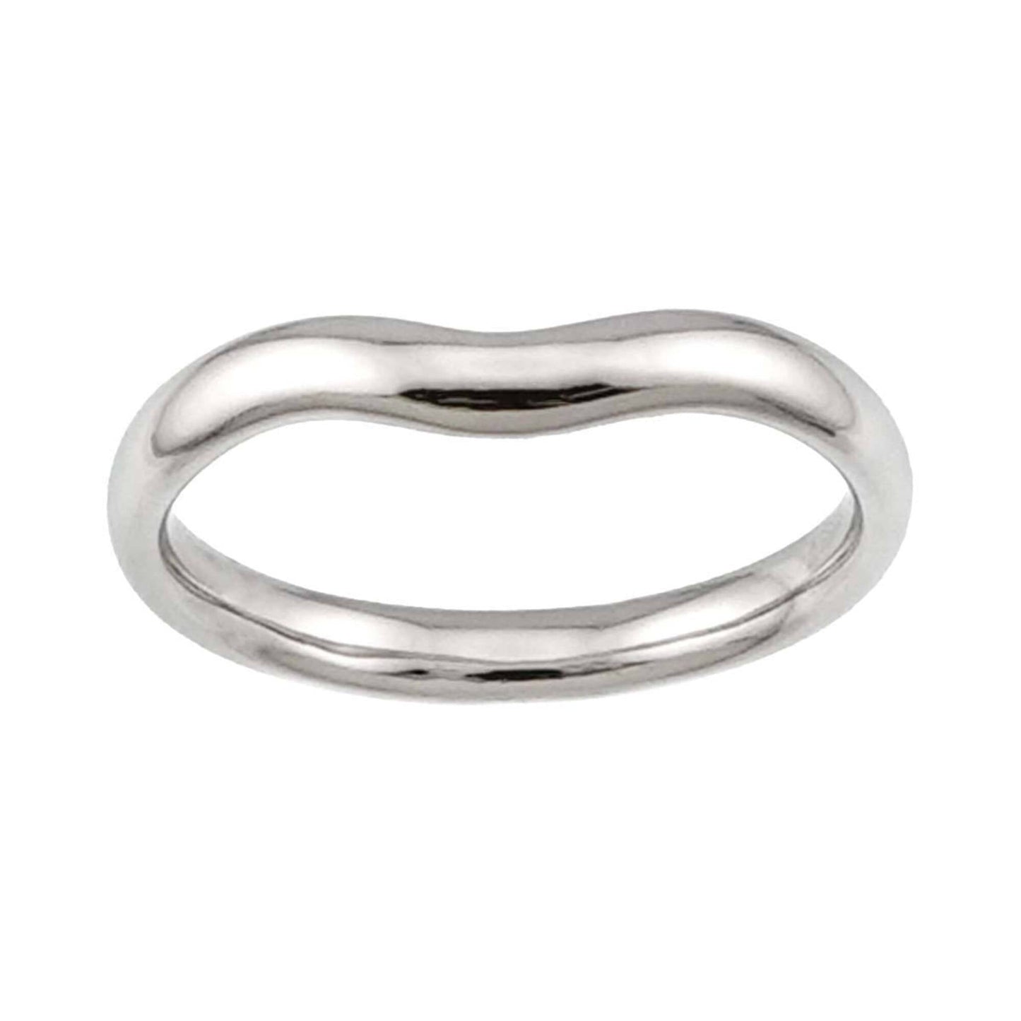 Wide Curved Band Ring Platinum
