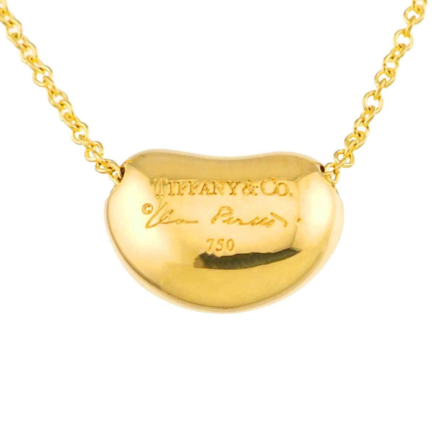 Bean Pendant Necklace 18K Yellow Gold 7.8mm