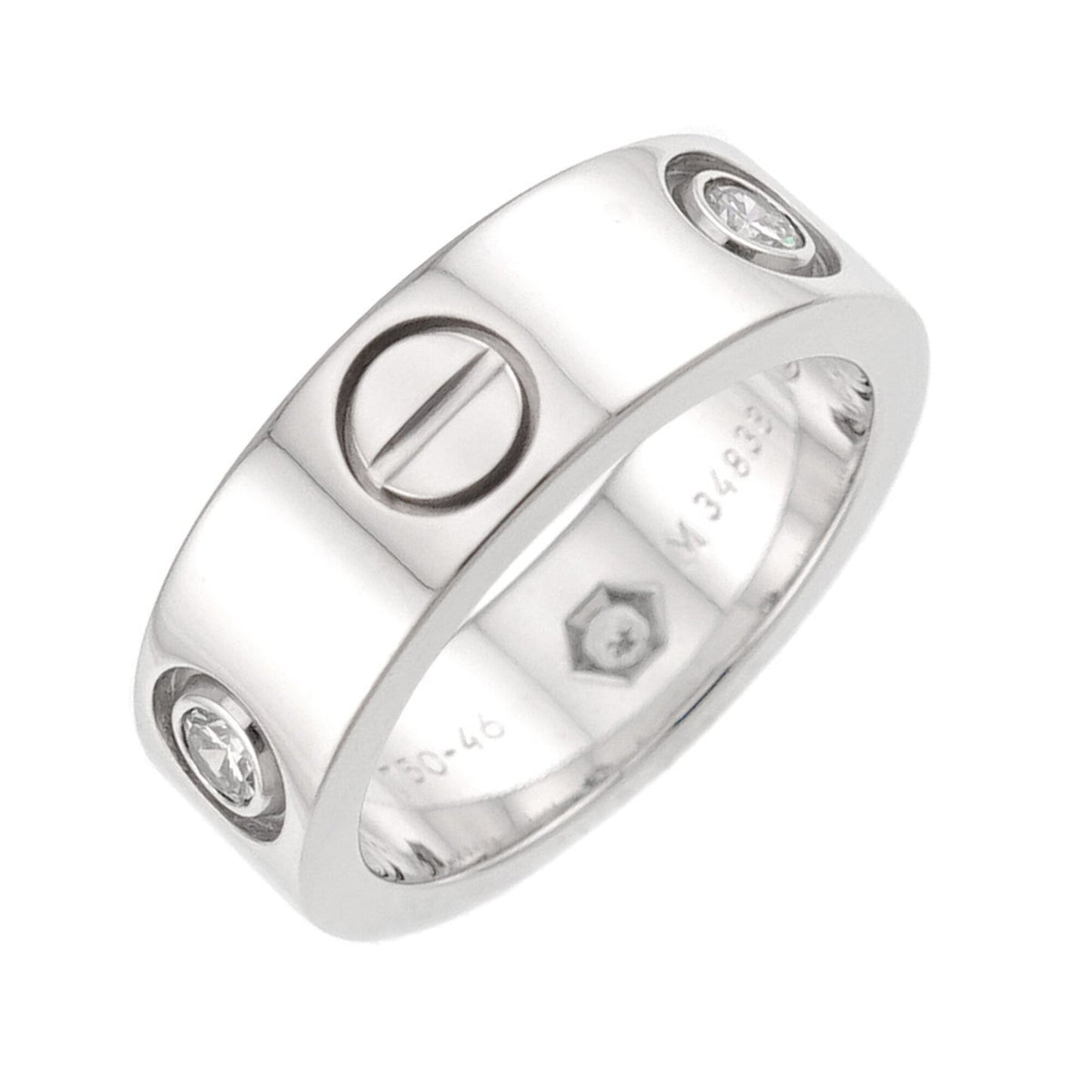 Love Ring 18K White Gold with Half Diamond