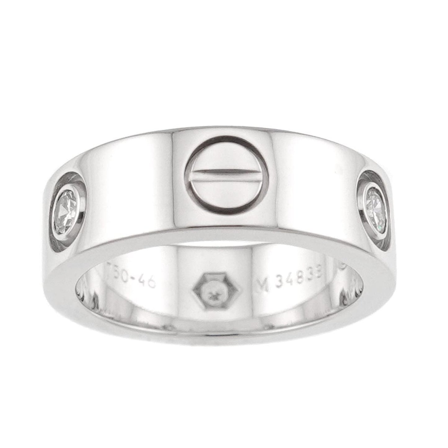 Love Ring 18K White Gold with Half Diamond
