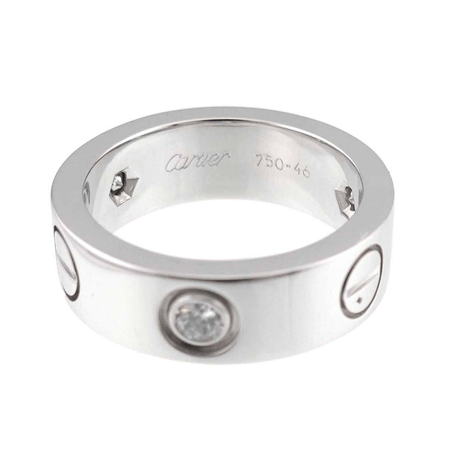 Love Ring 18K White Gold with Half Diamond
