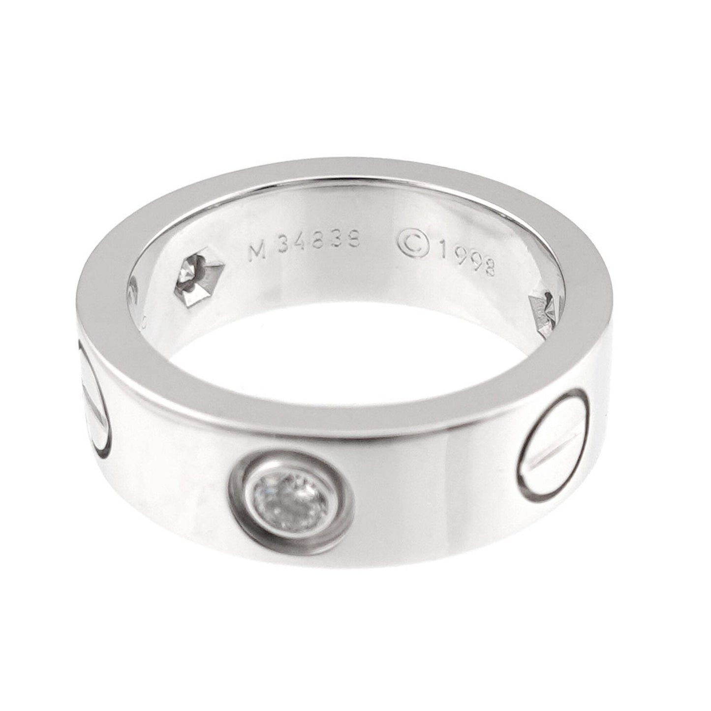 Love Ring 18K White Gold with Half Diamond