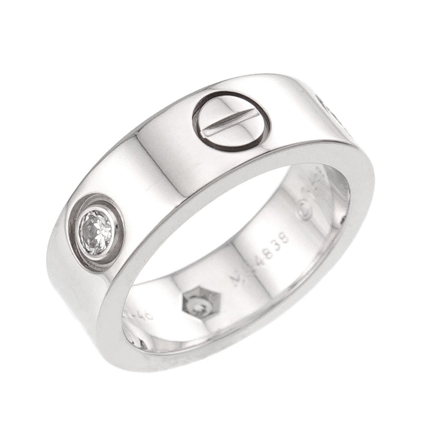 Love Ring 18K White Gold with Half Diamond