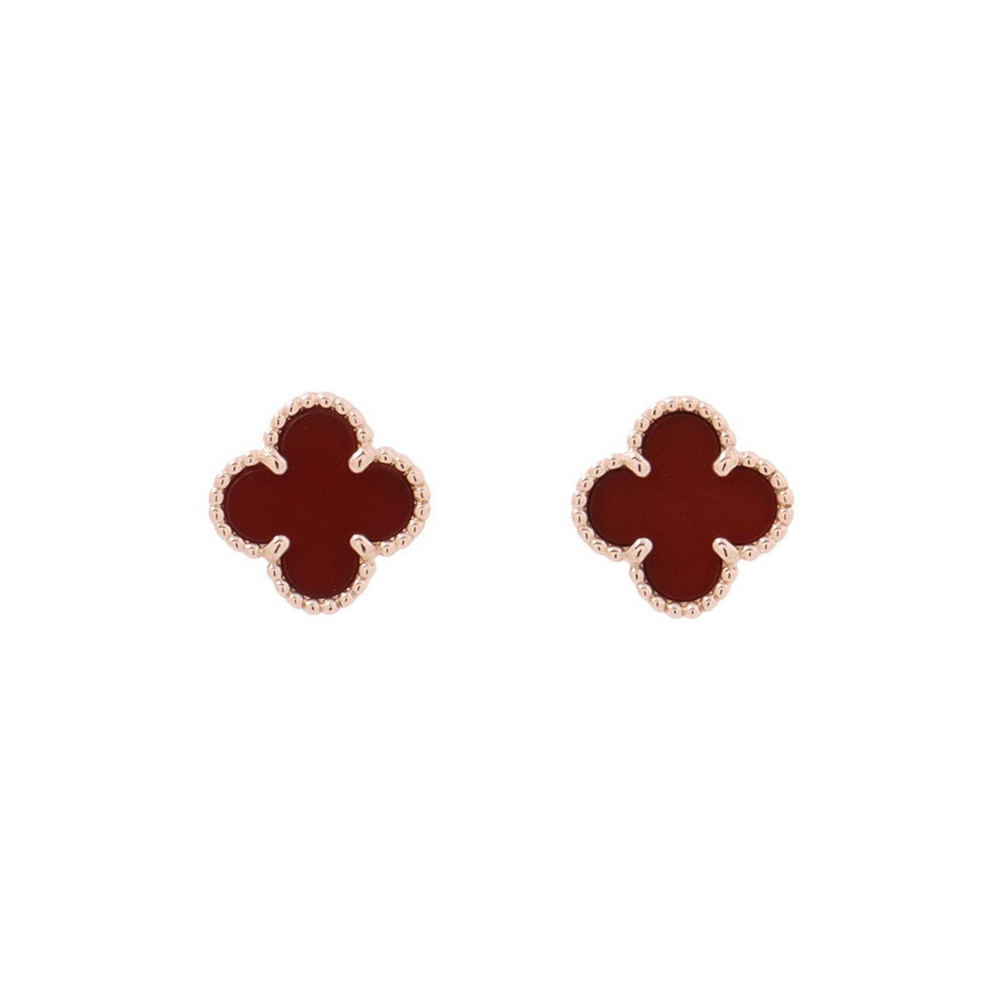 Sweet Alhambra Earrings 18K Rose Gold and Carnelian 18K Rose Gold