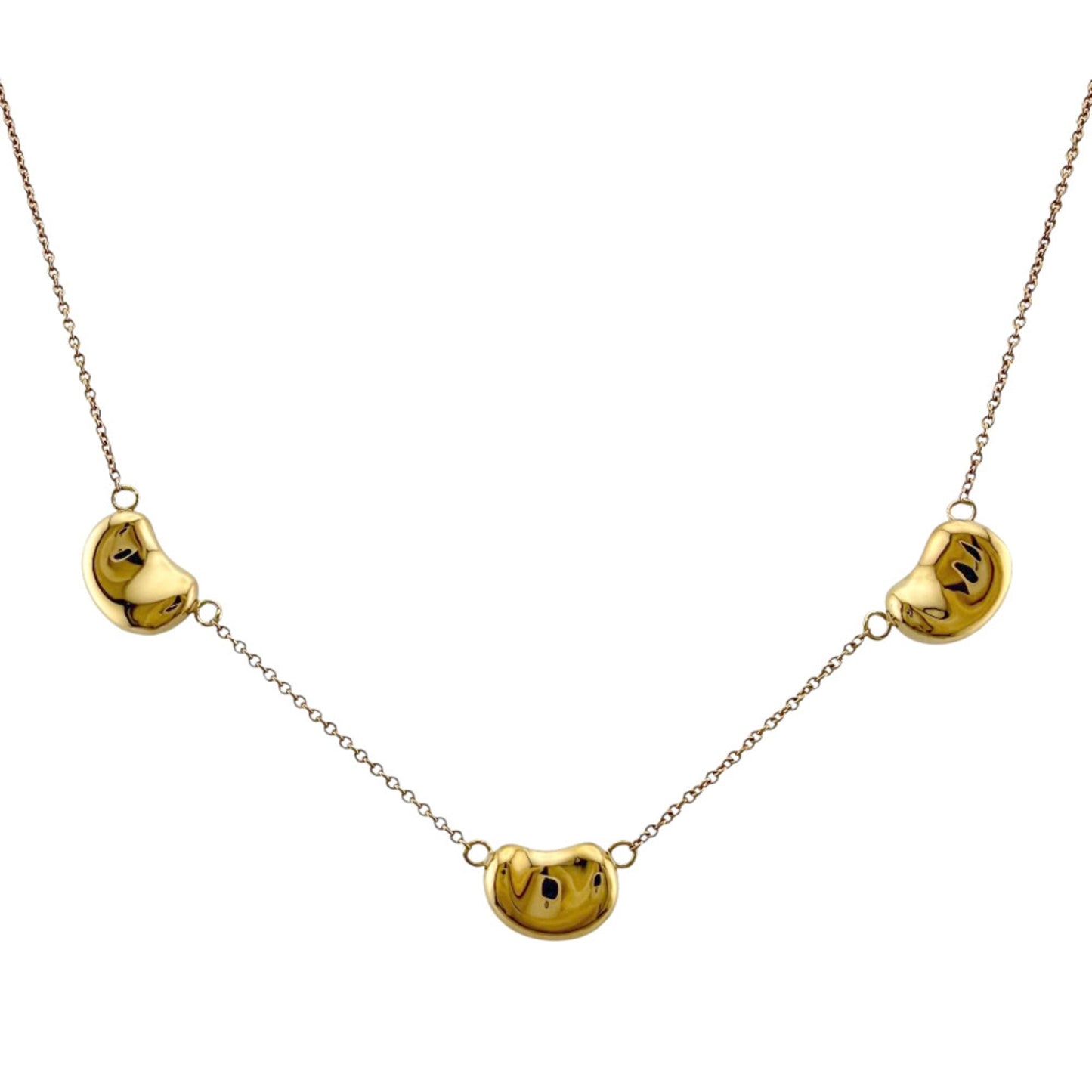 Bean Pendant Necklace 18K Yellow Gold 7.5mm