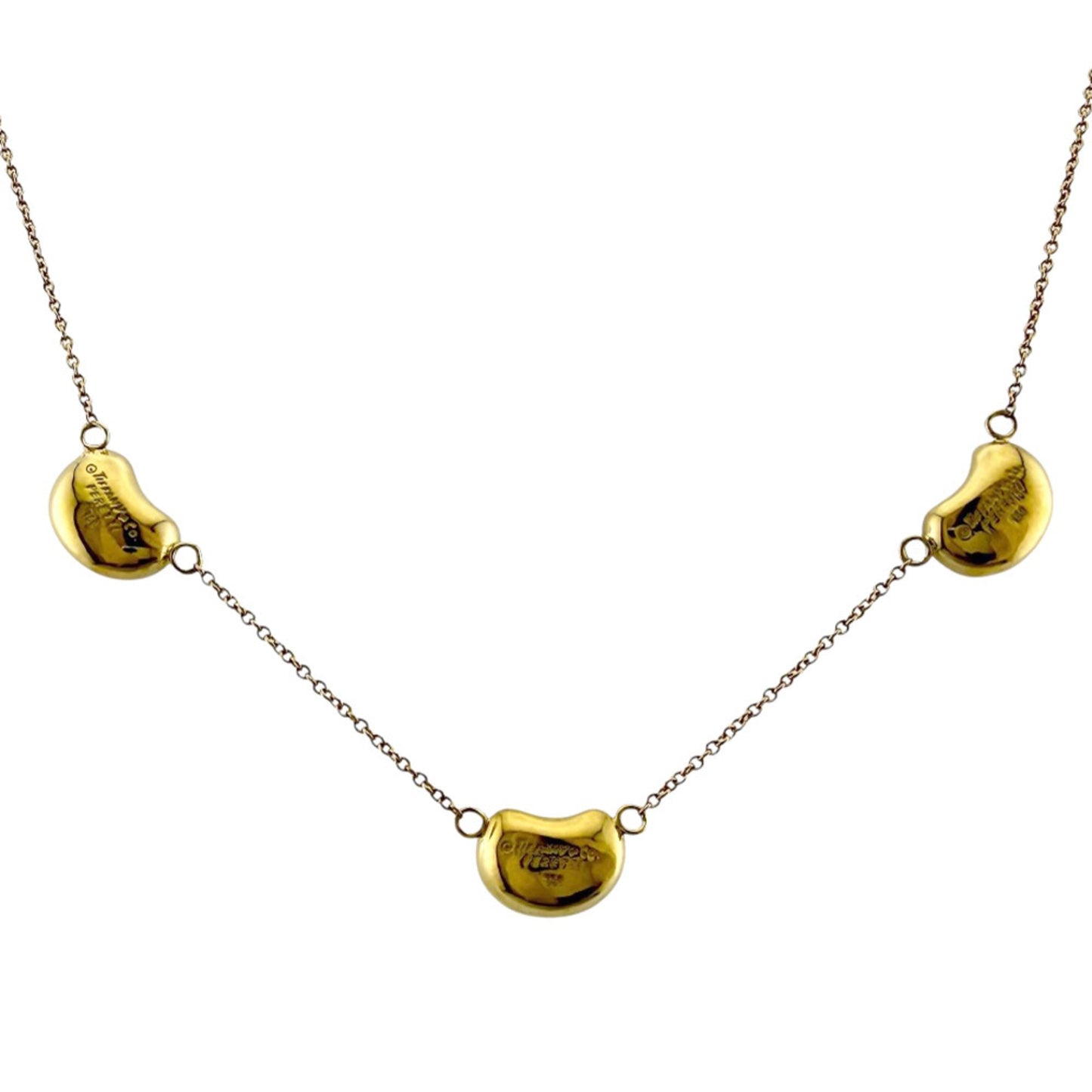 Bean Pendant Necklace 18K Yellow Gold 7.5mm