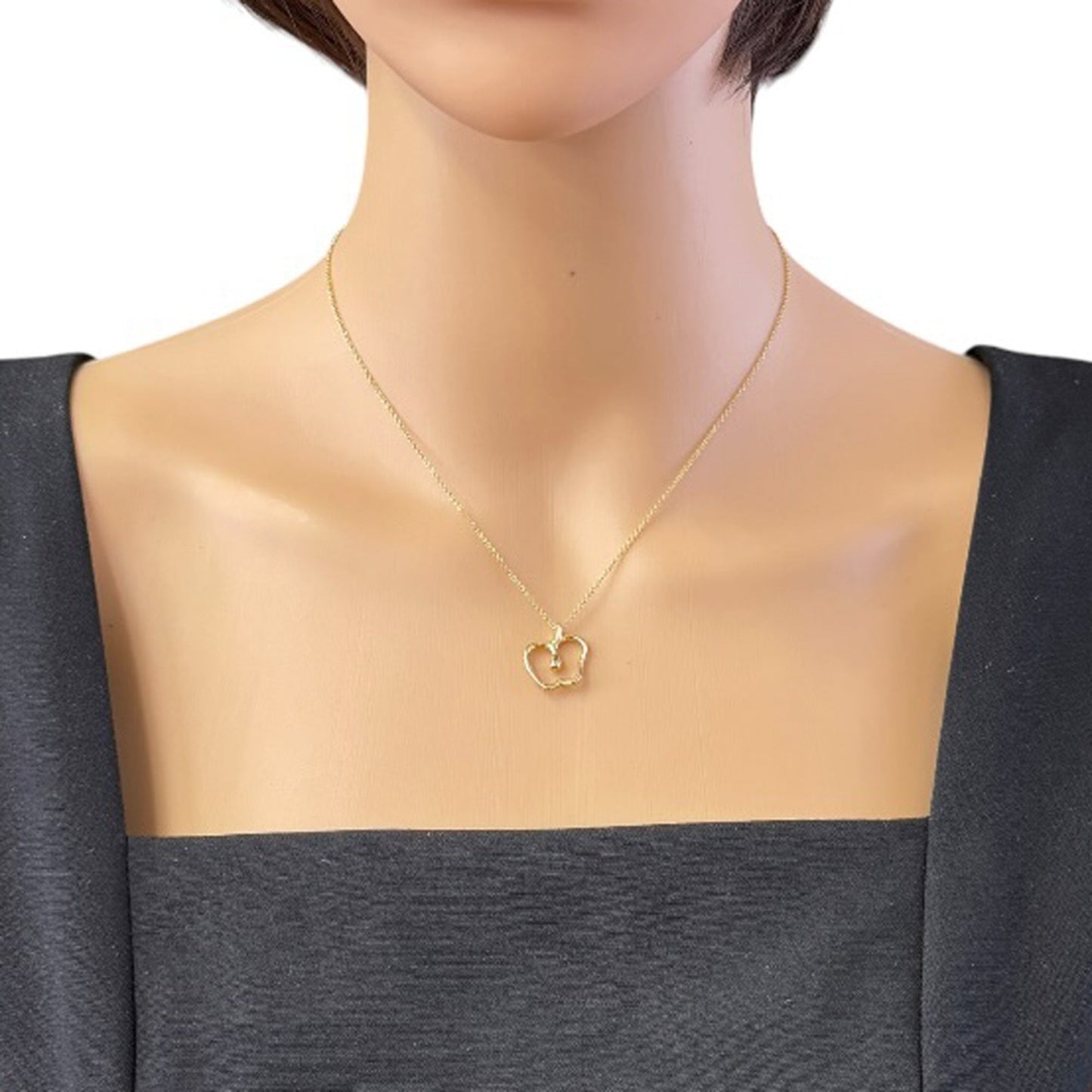 Apple Pendant Necklace 18K Yellow Gold