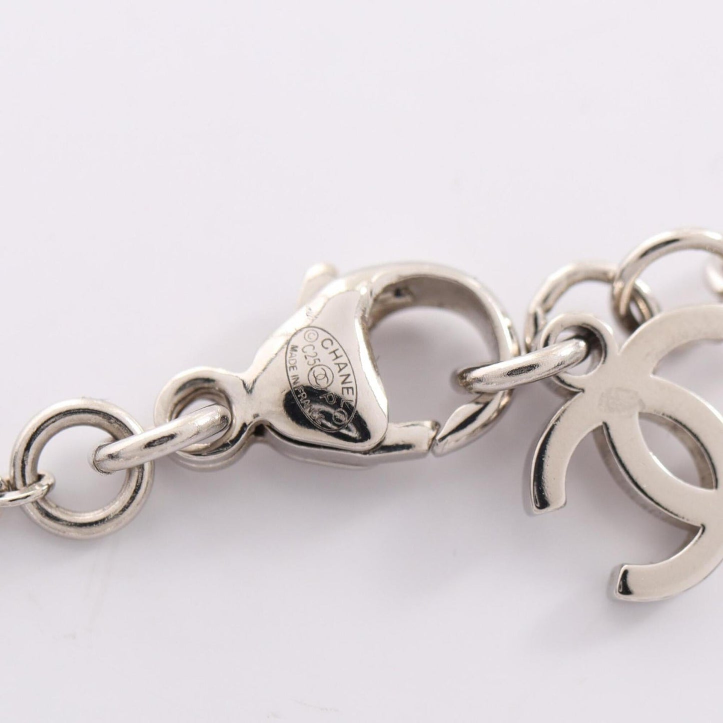 CC Logo Heart Pendant Necklace Silver-Tone Metal