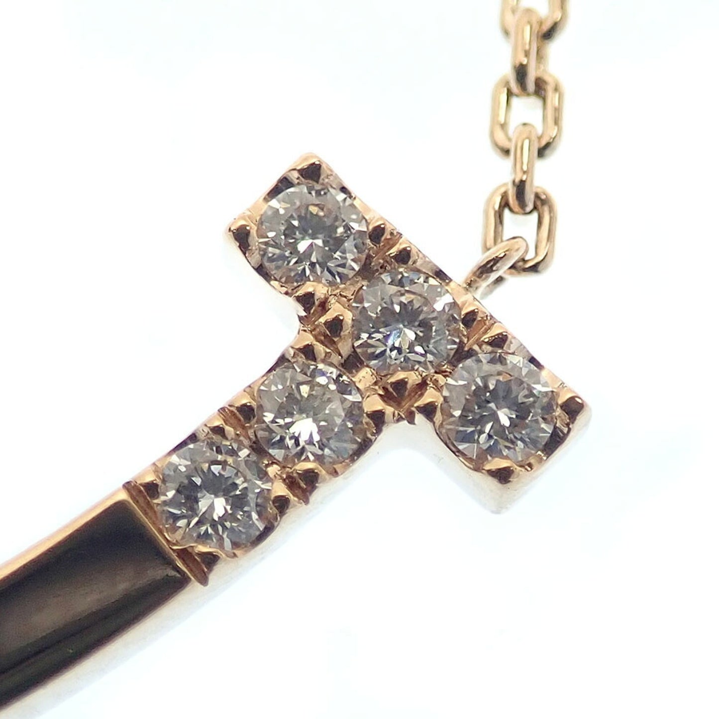 T Smile Pendant Necklace 18K Rose Gold with Diamonds
