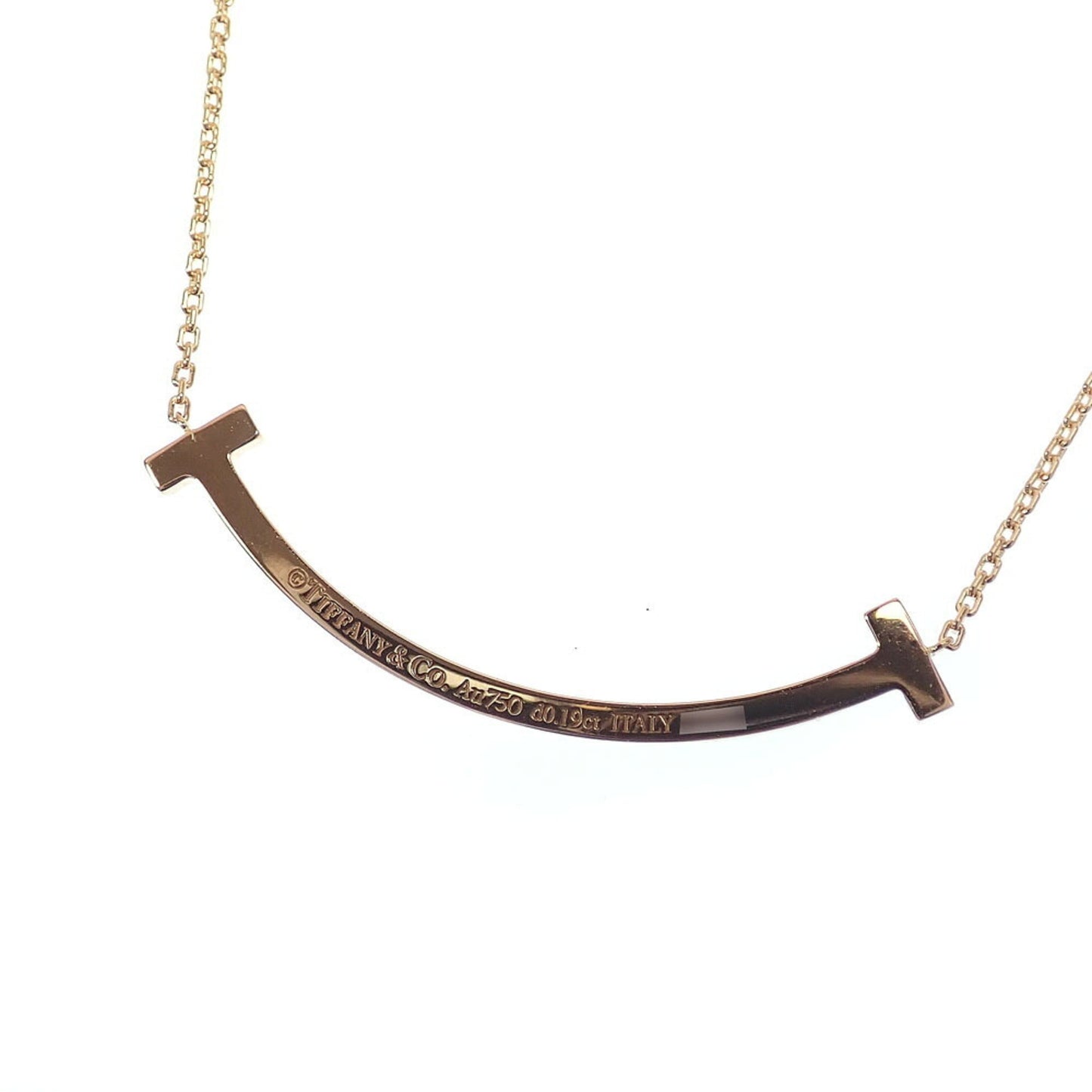 T Smile Pendant Necklace 18K Rose Gold with Diamonds