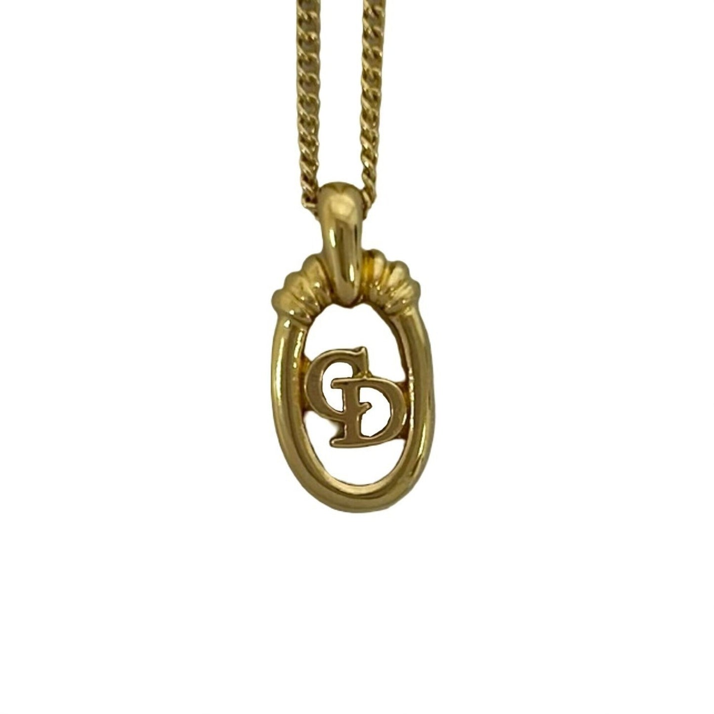 Vintage CD Pendant Necklace Gold