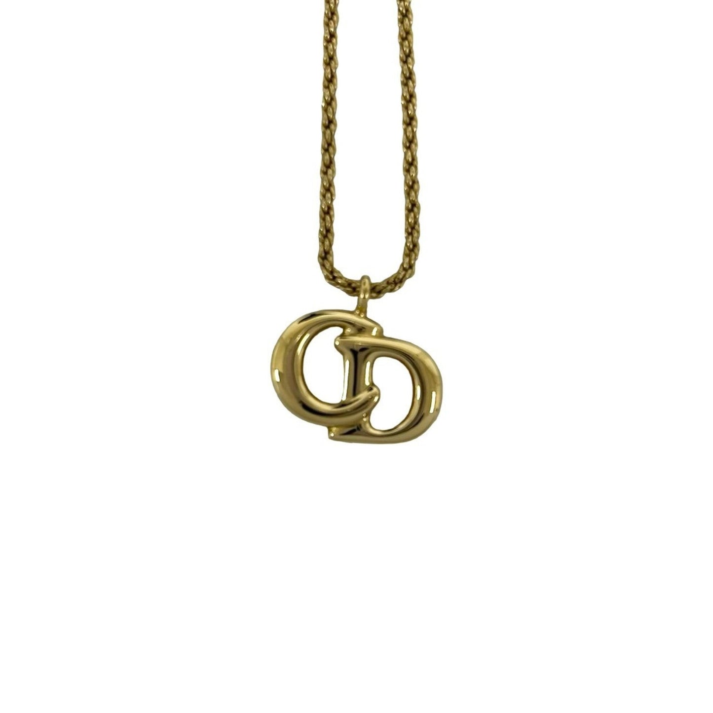 Vintage CD Pendant Necklace Gold