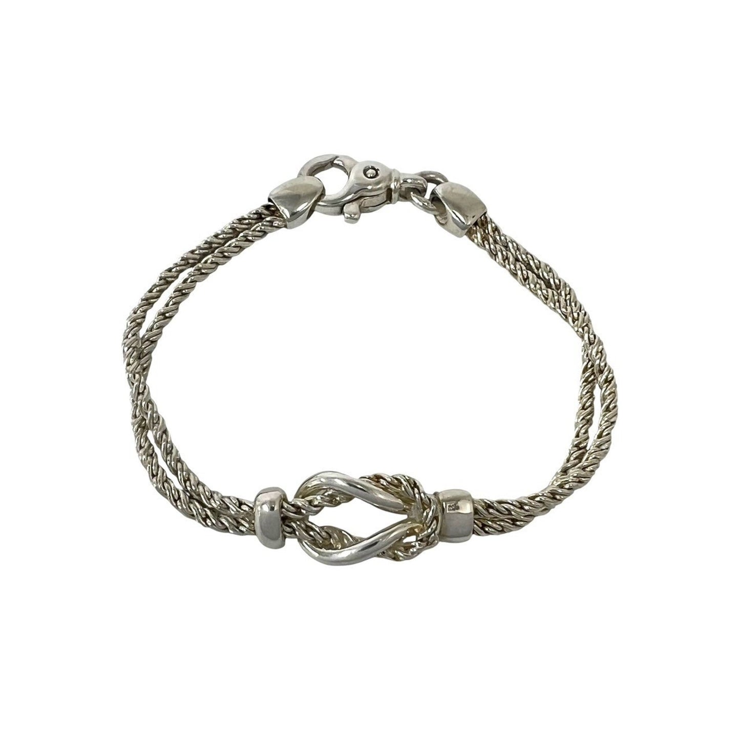 Vintage Double Rope Center Knot Bracelet Sterling Silver