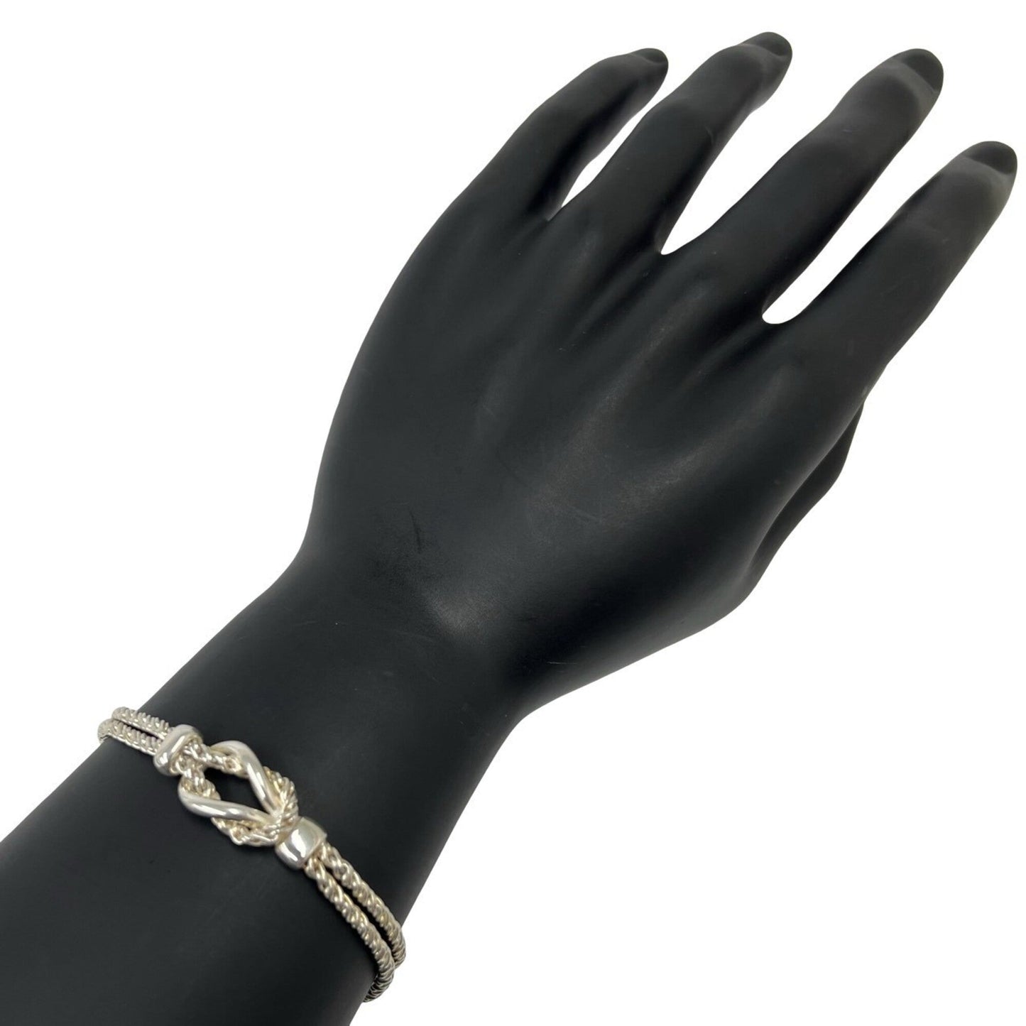 Vintage Double Rope Center Knot Bracelet Sterling Silver