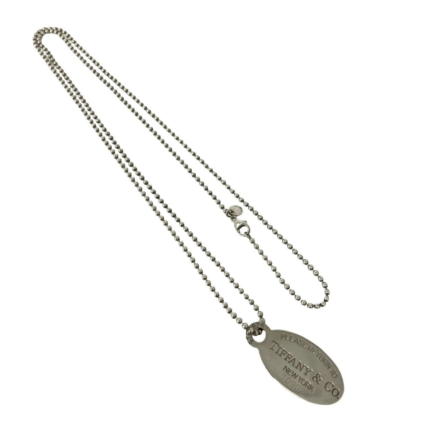 Oval Tag Pendant Necklace Sterling Silver