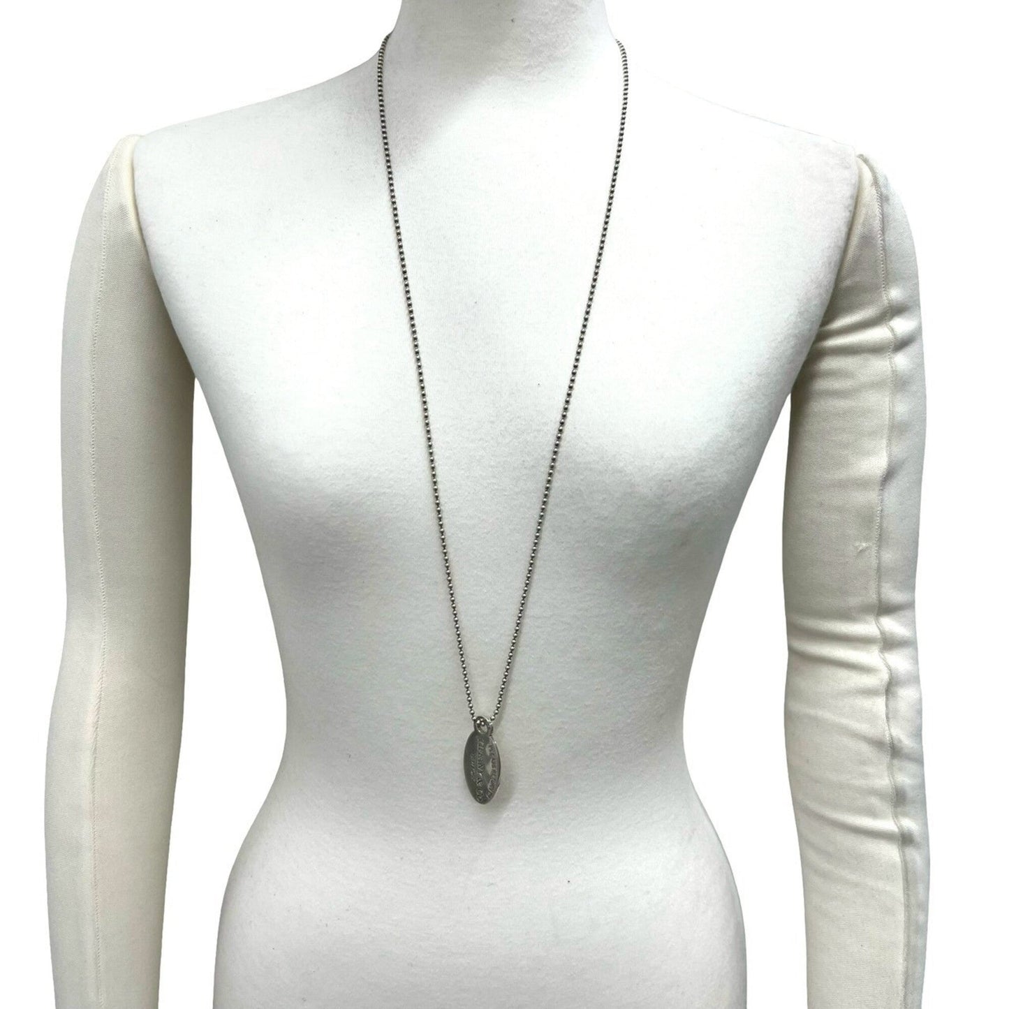 Oval Tag Pendant Necklace Sterling Silver
